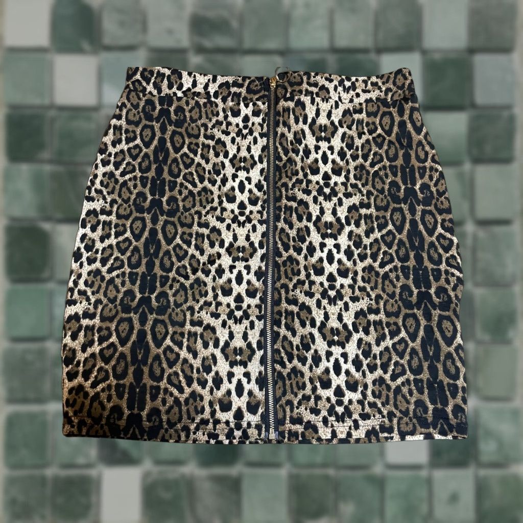 Fashion Nova Fashion Nova Skirt Womens Medium M Brown Animal Cheetah Print Brown Elastic Zip Short Mini Casual Party/Cocktail Womens Size 32" / US 10 / IT 46 - 1 Thumbnail