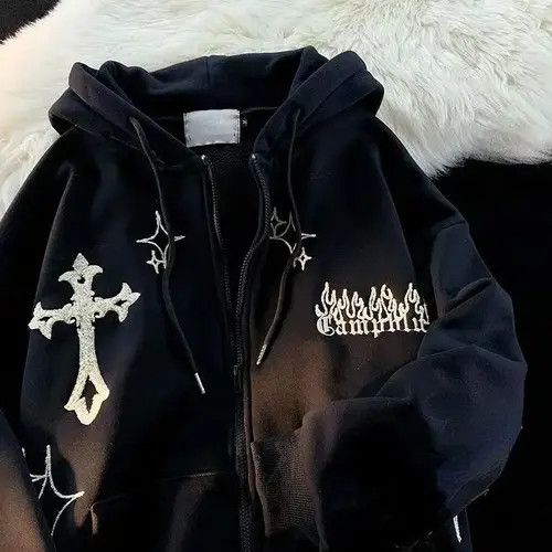 Japanese Brand Higuchi x Azumi Cross Embroidery Hoodies Size US XL / EU 56 / 4 - 6 Thumbnail