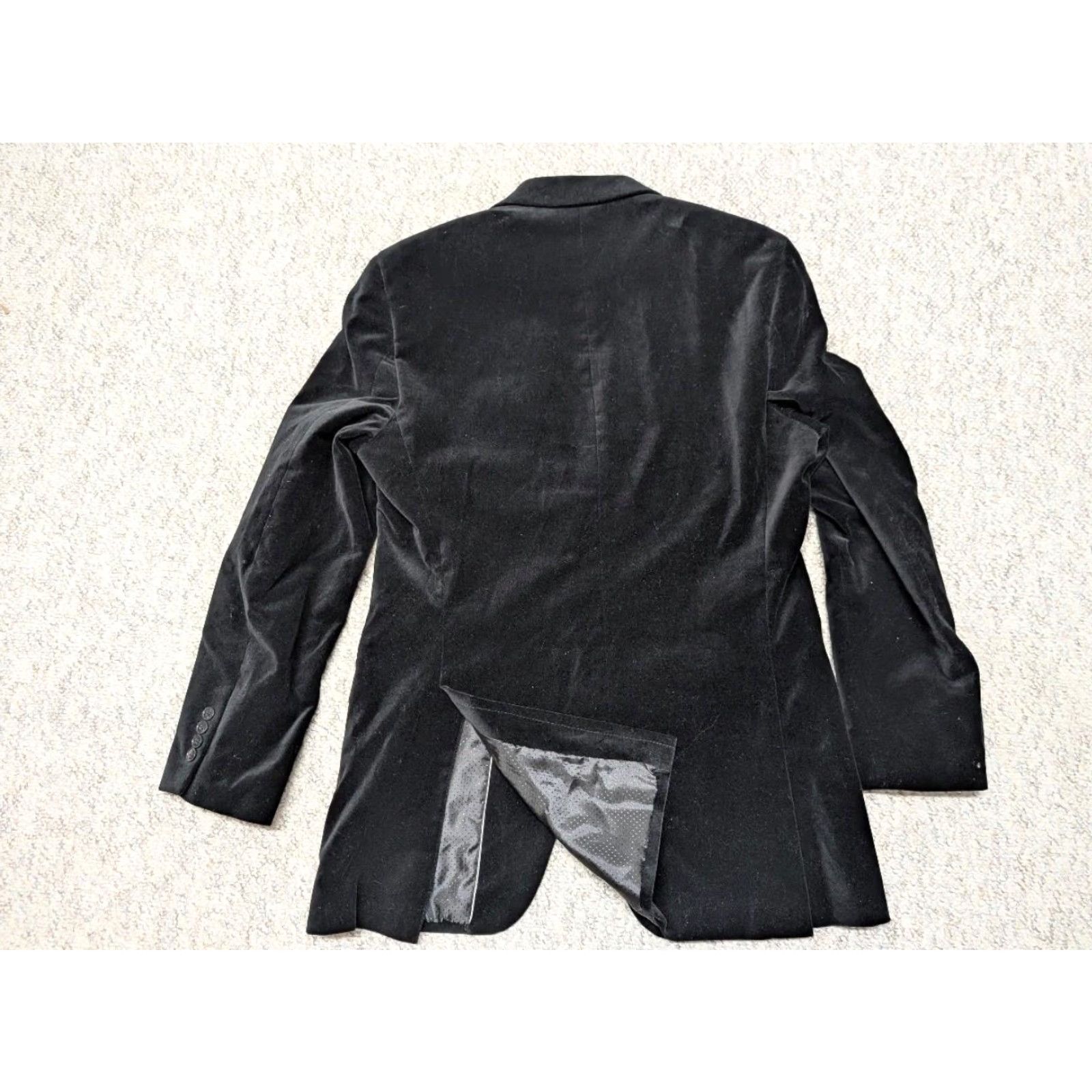 Alfani Alfani blazer Blazer Men Adult 40L Black Velvet Velour Velvet Double-Vented Two-Button Notch Solid 40L Mens Size 40R - 2 Thumbnail