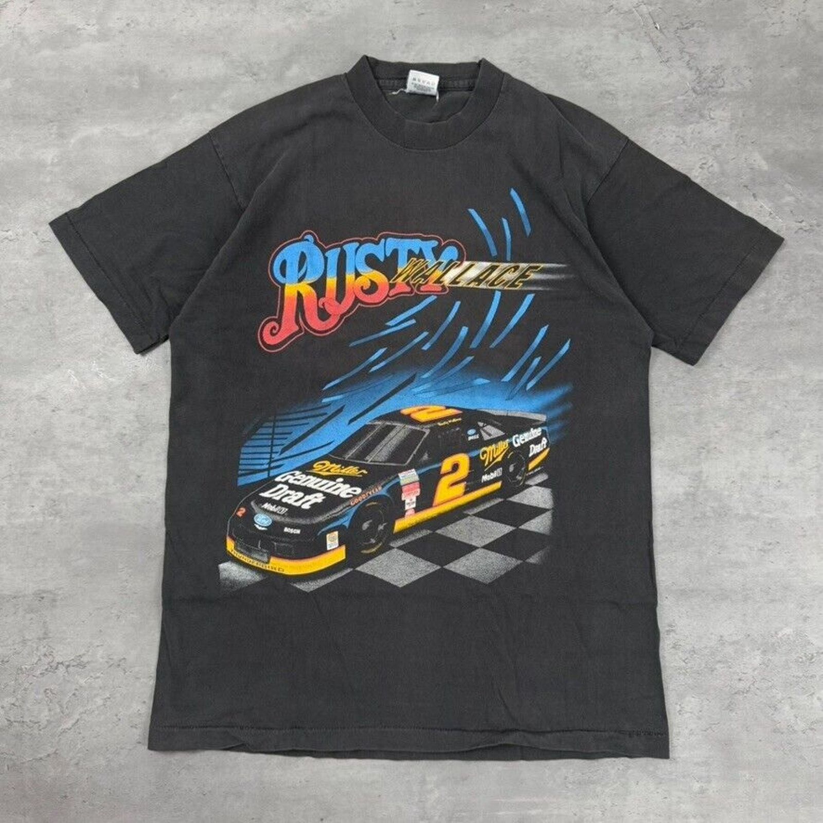 Fruit Of The Loom × Vintage Vintage Rusty Wallace Miller Draft Beer Racing T Shirt Size US M / EU 48-50 / 2 - 1 Thumbnail