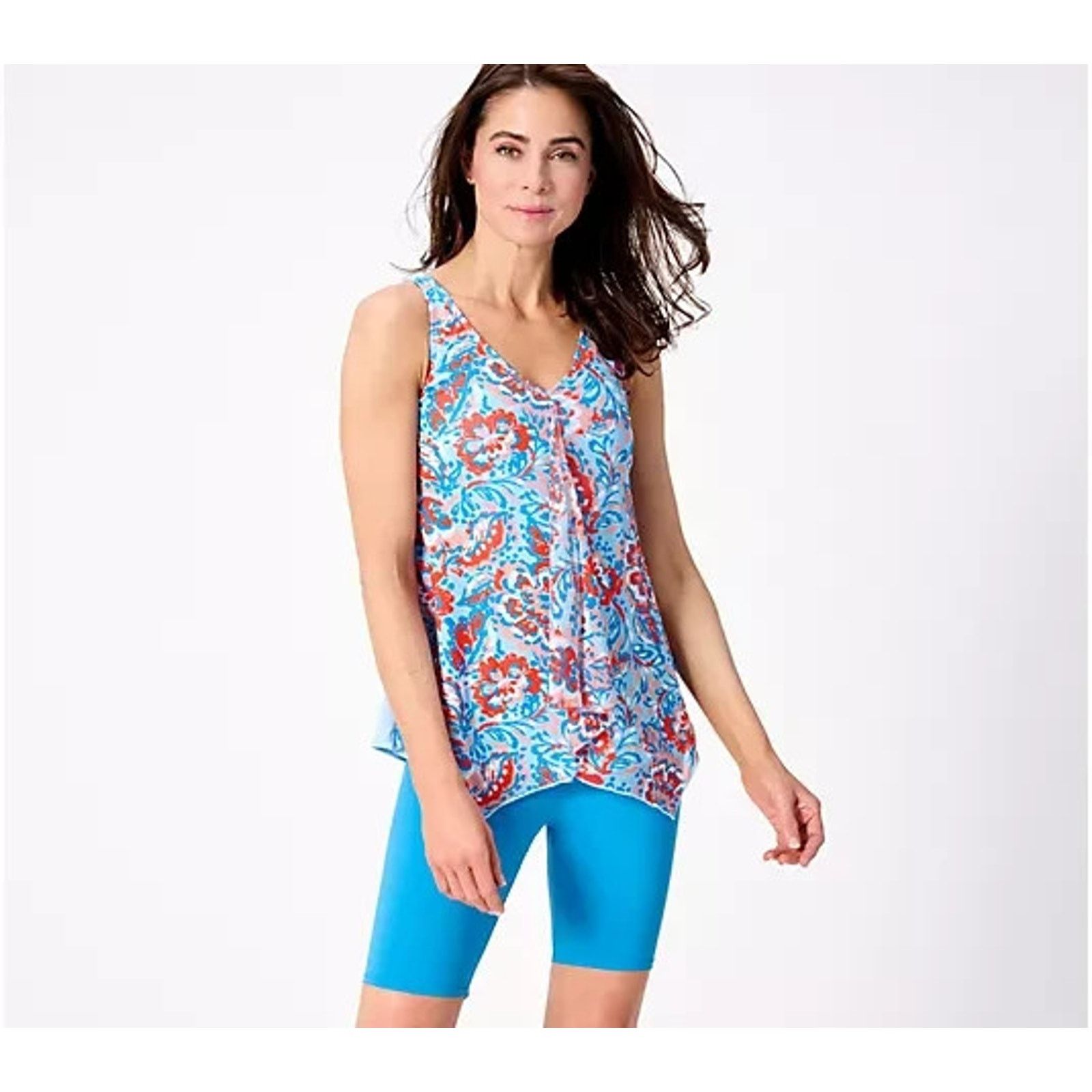 Denim & Co. Denim & Co. Beach V-Neck Handkerchief Tankini Reg 16 A564127 Size ONE SIZE - 1 Thumbnail
