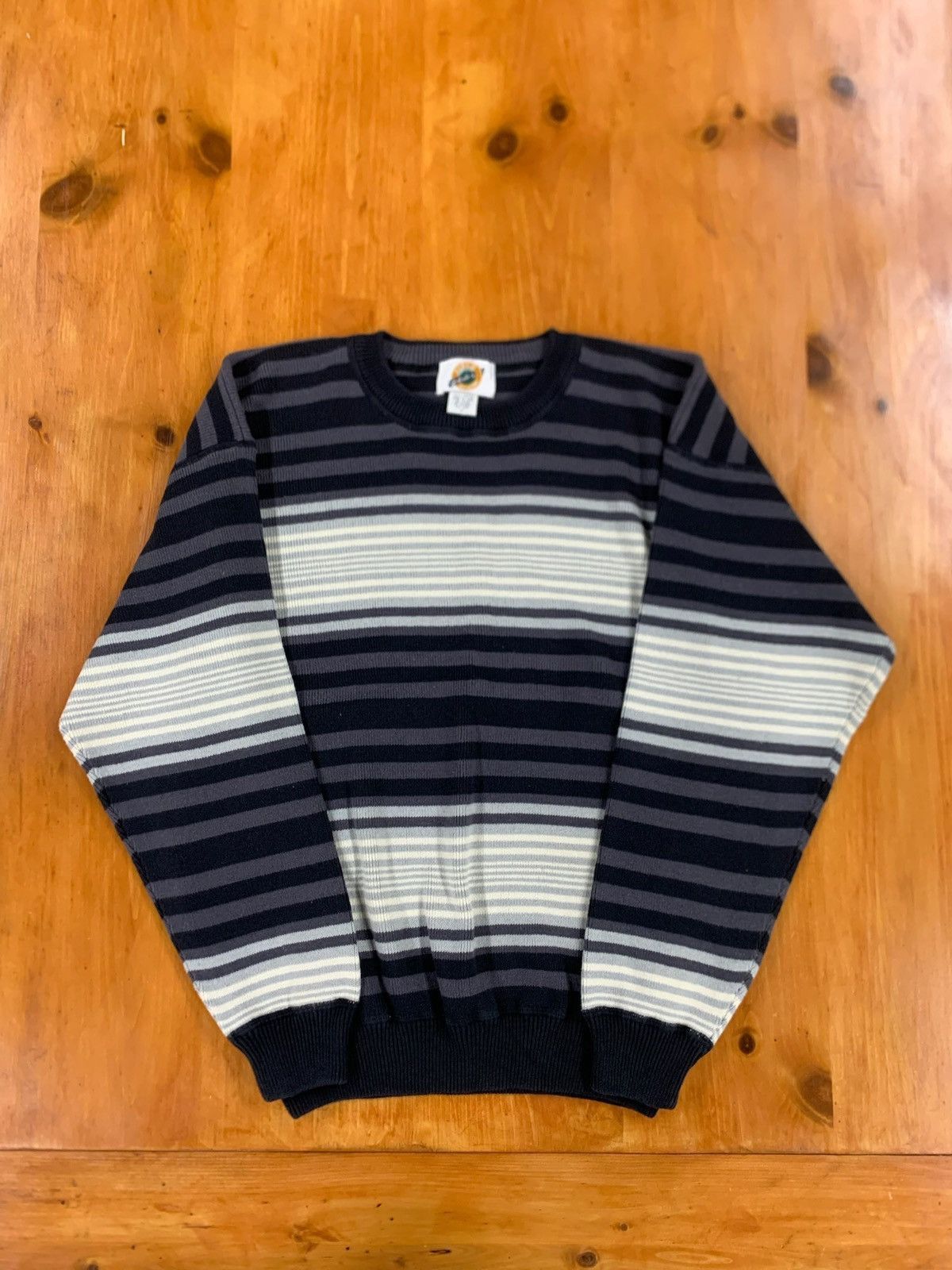 Vintage Vintage Monochrome Striped Knit Sweater Size US M / EU 48-50 / 2 - 1 Thumbnail