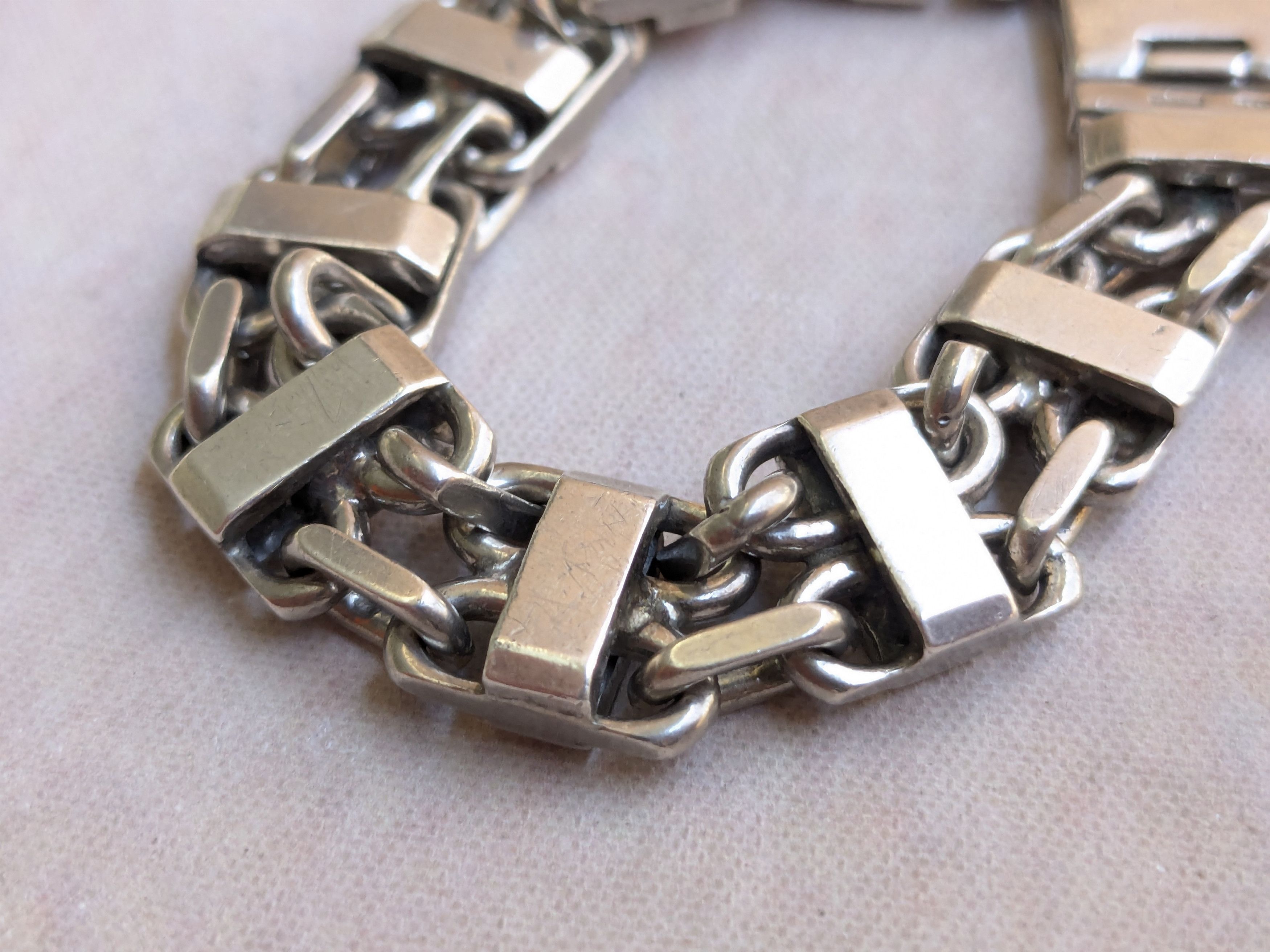 Jewelry Vintage Sterling Silver Bracelet 6" Thick Chunky Biker Size ONE SIZE - 11 Thumbnail