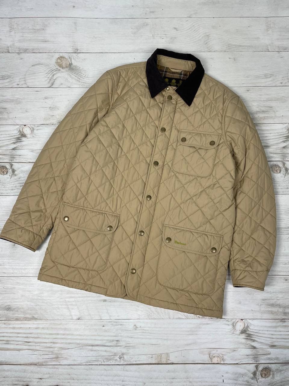 image of Vintage Barbour Retail Barnett Quilted Jacket Beige, Men's (Size XL)