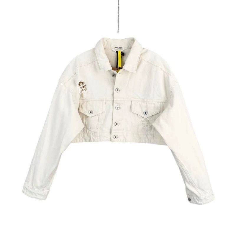 Miu Miu Miu Miu Cotton Back Logo Denim Jacket Size US S / EU 44-46 / 1 - 1 Thumbnail