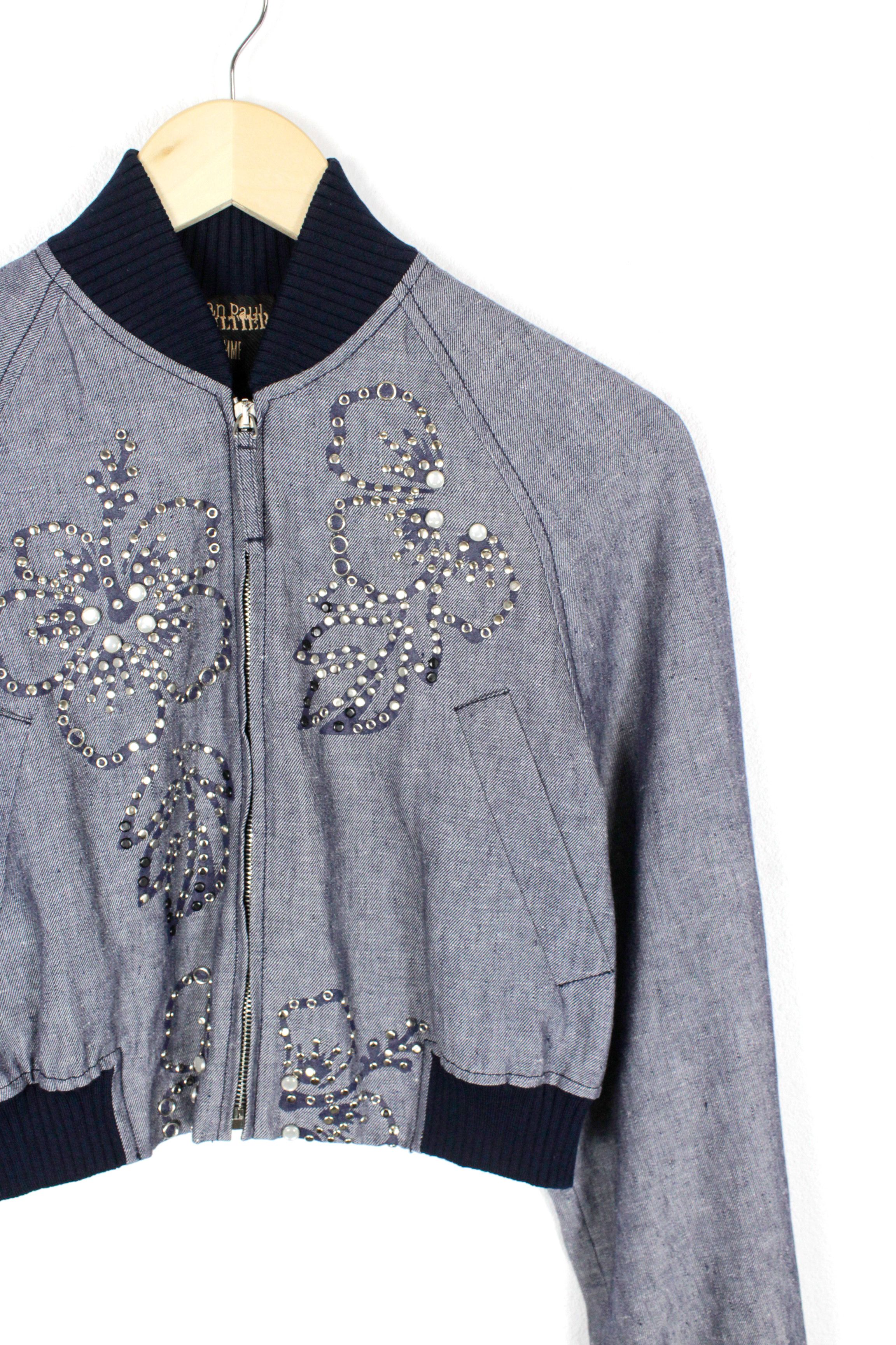 Jean Paul Gaultier Jean Paul Gaultier Embellished Metal Applique Bomber Jacket Size S / US 4 / IT 40 - 2 Thumbnail