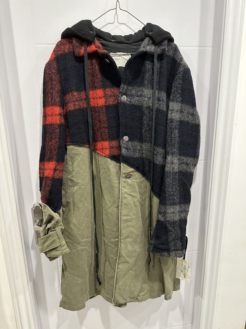Greg Lauren Greg Lauren 50 50 Mixed Wool Plaidi Army Trench Coat DMC99 Grailed