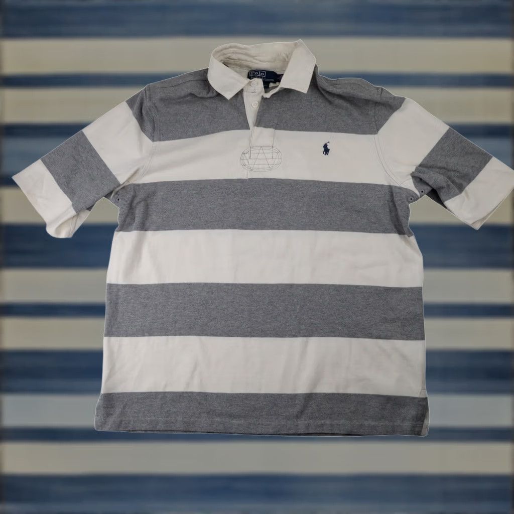Polo Ralph Lauren VINTAGE Polo Ralph Lauren Mens Rugby Shirt White Gray L Ship/Category Shirt Mens Large White/Gray Rugby 90s Size US L / EU 52-54 / 3 - 1 Thumbnail