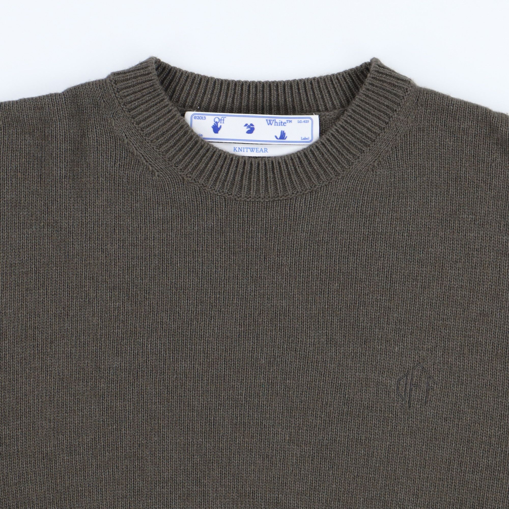 Off-White Green Embroidered Crewneck Knitted Sweater Size US S / EU 44-46 / 1 - 9 Thumbnail