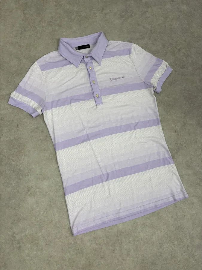 Dsquared2 2000s Dsquared2 Lavender Striped Embroidered Polo Size US S / EU 44-46 / 1 - 4 Thumbnail