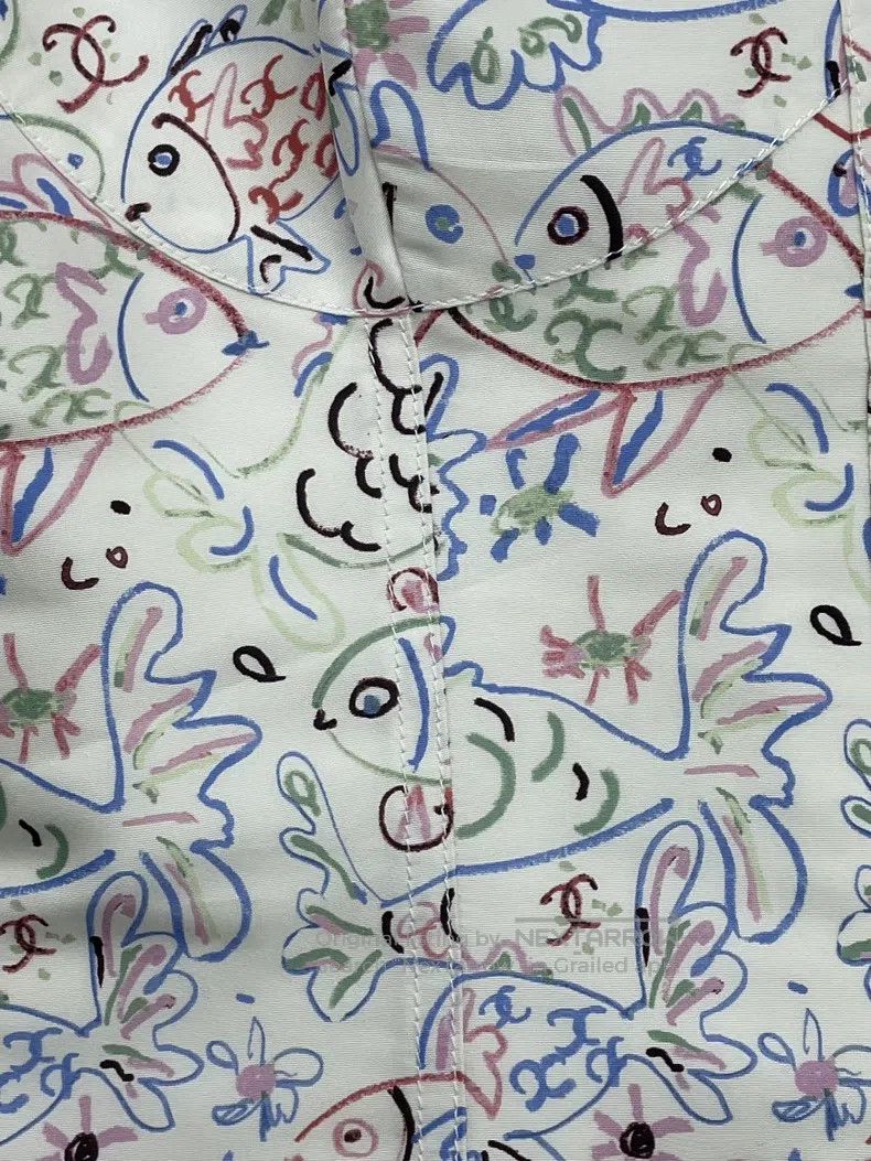 Chanel Chanel 25C small fish graffiti printed suspender vest Size XS / US 0-2 / IT 36-38 - 2 Thumbnail