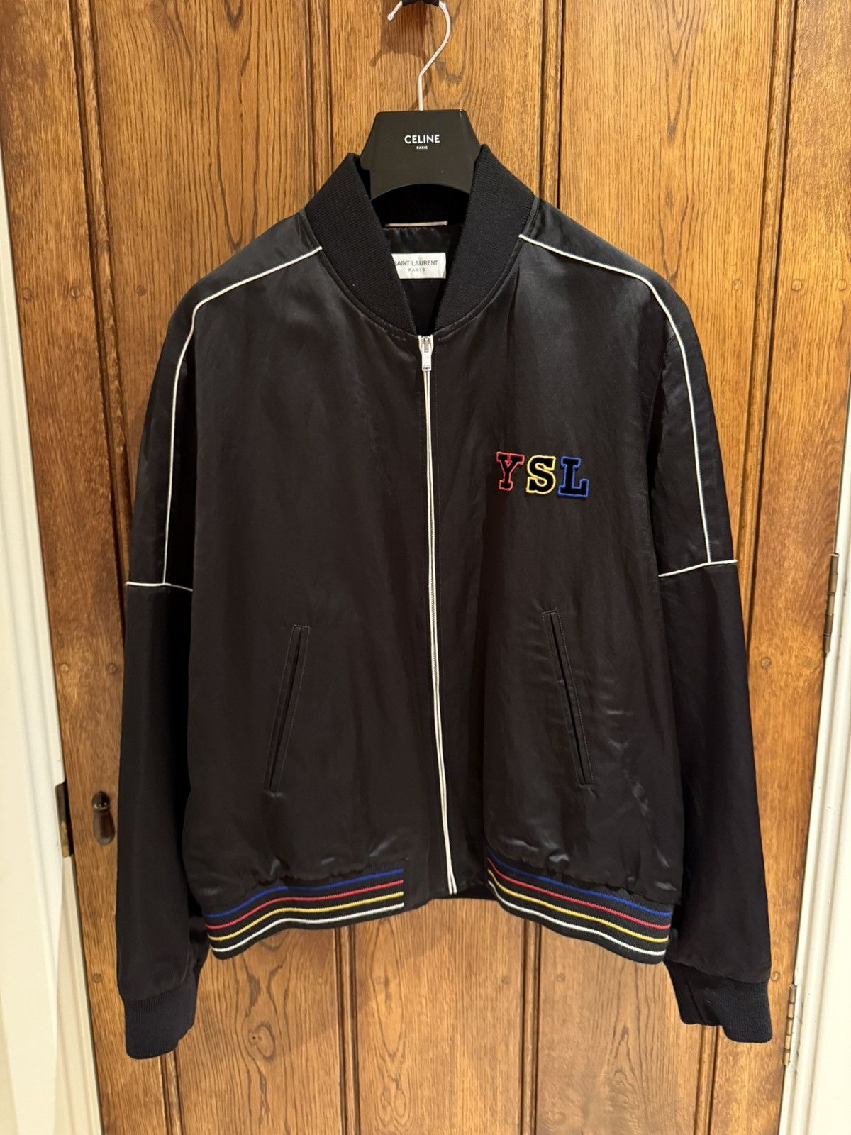 Saint Laurent Paris FW21 Saint Laurent YSL logo black bomber teddy jacket 56 Size US XL / EU 56 / 4 - 1 Thumbnail