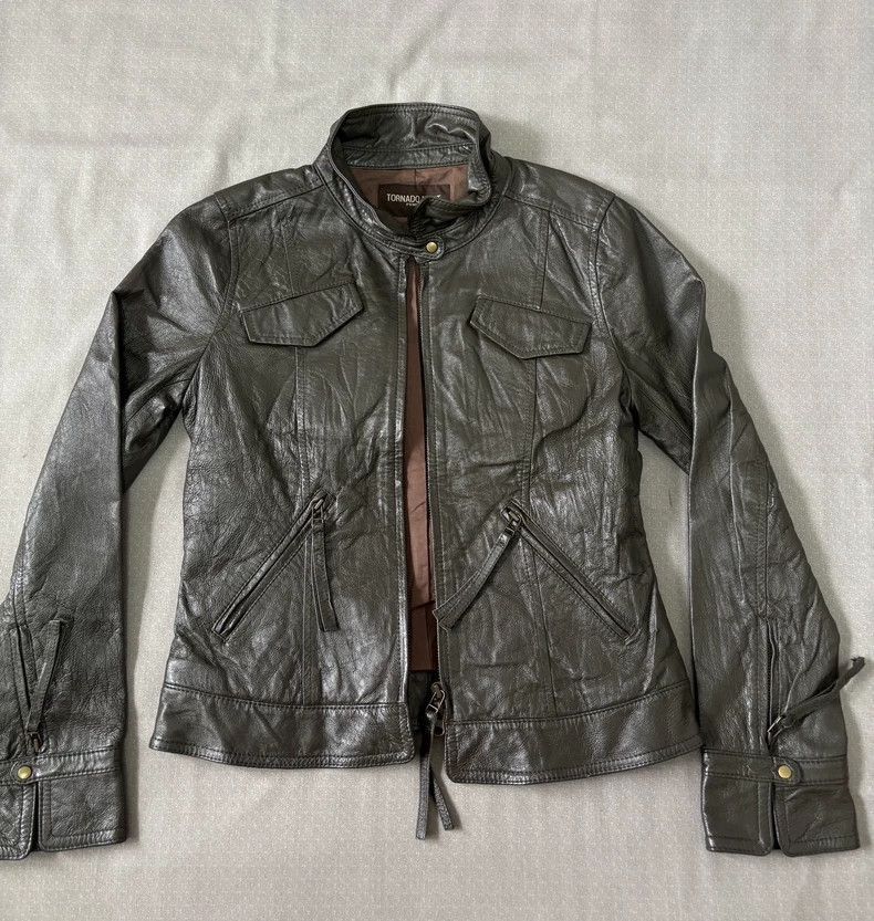 Yohji Yamamoto Vintage Tornado Mart Green Leather Jacket-2506 Size S / US 4 / IT 40 - 2 Thumbnail