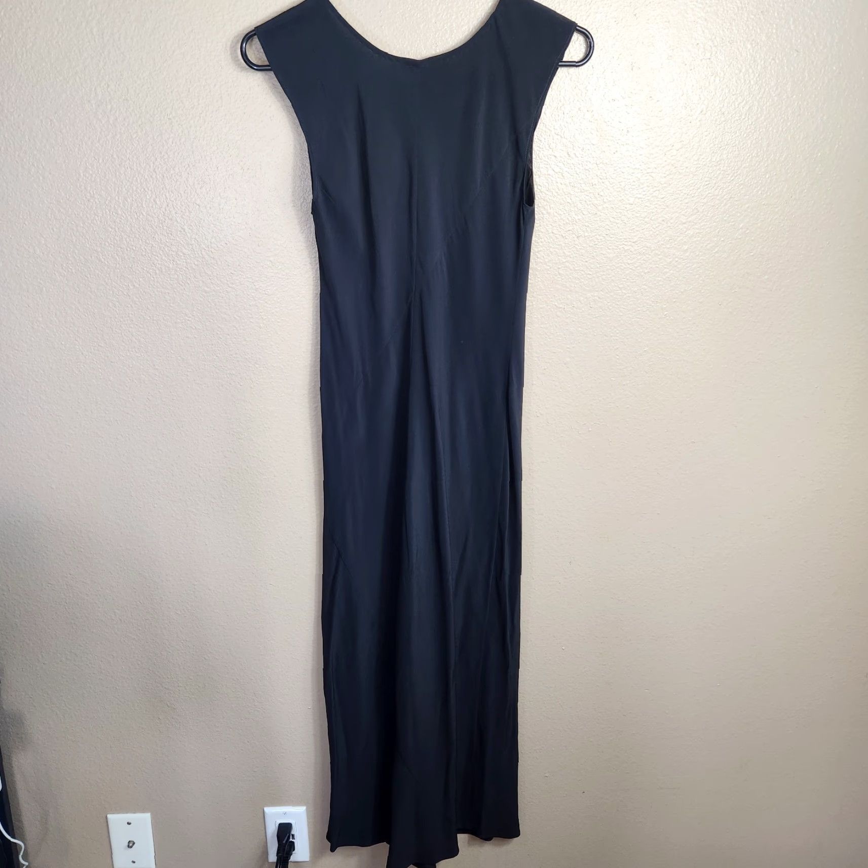 Vintage Wilfred Womens Dress |0| Black 100% Silk Sleeveless Midi Shift Dress Size XS / US 0-2 / IT 36-38 - 4 Thumbnail