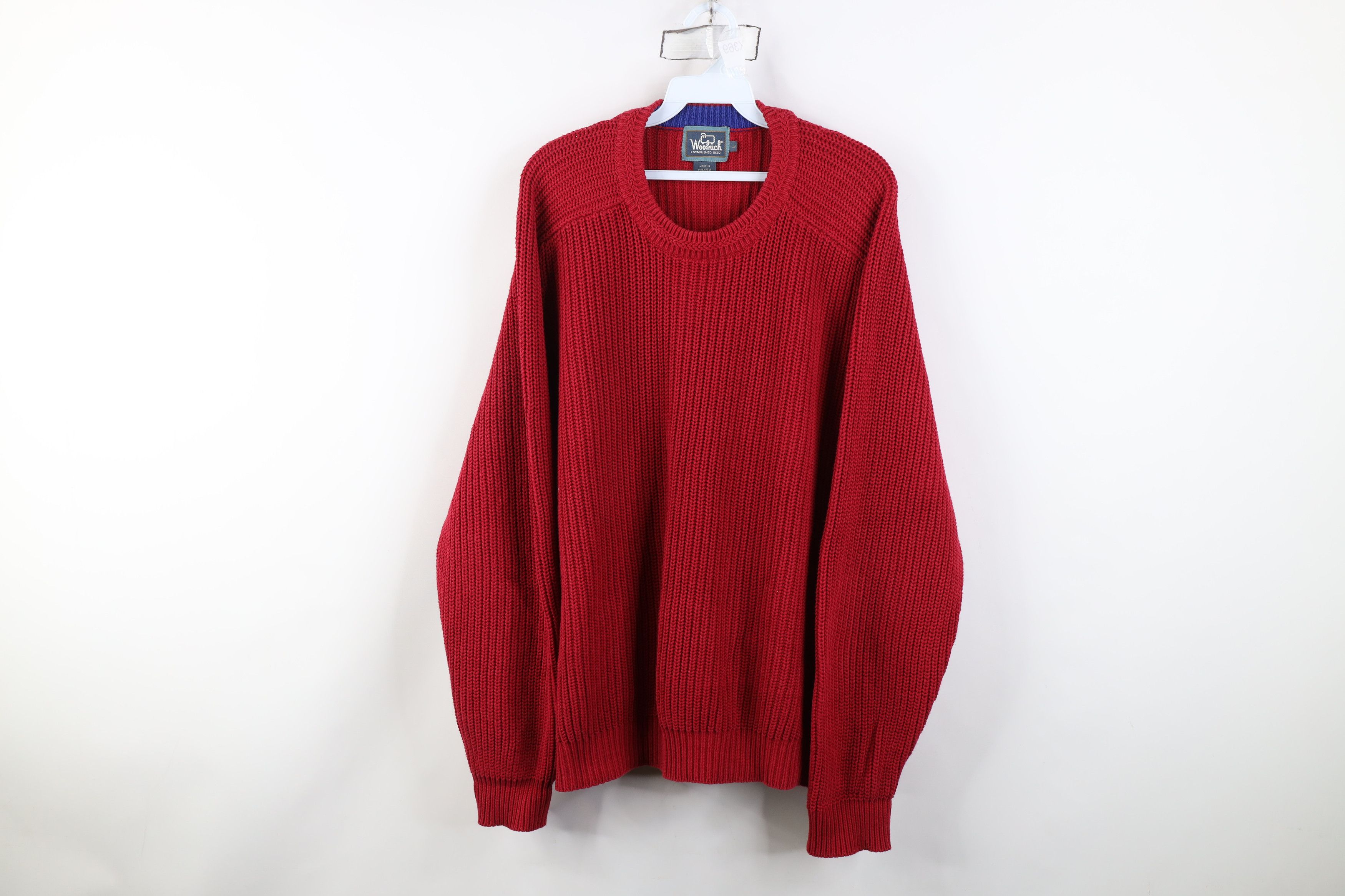 Woolrich Woolen Mills Vintage 90s Woolrich Chunky Ribbed Knit Crewneck Sweater Red Size US L / EU 52-54 / 3 - 1 Thumbnail