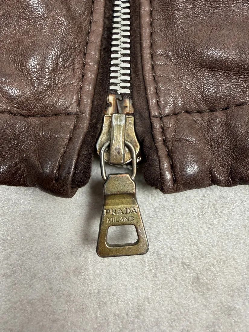 Prada AW2006 Prada Brown Hybrid Linea Rossa Leather Biker Jacket Size US S / EU 44-46 / 1 - 8 Thumbnail