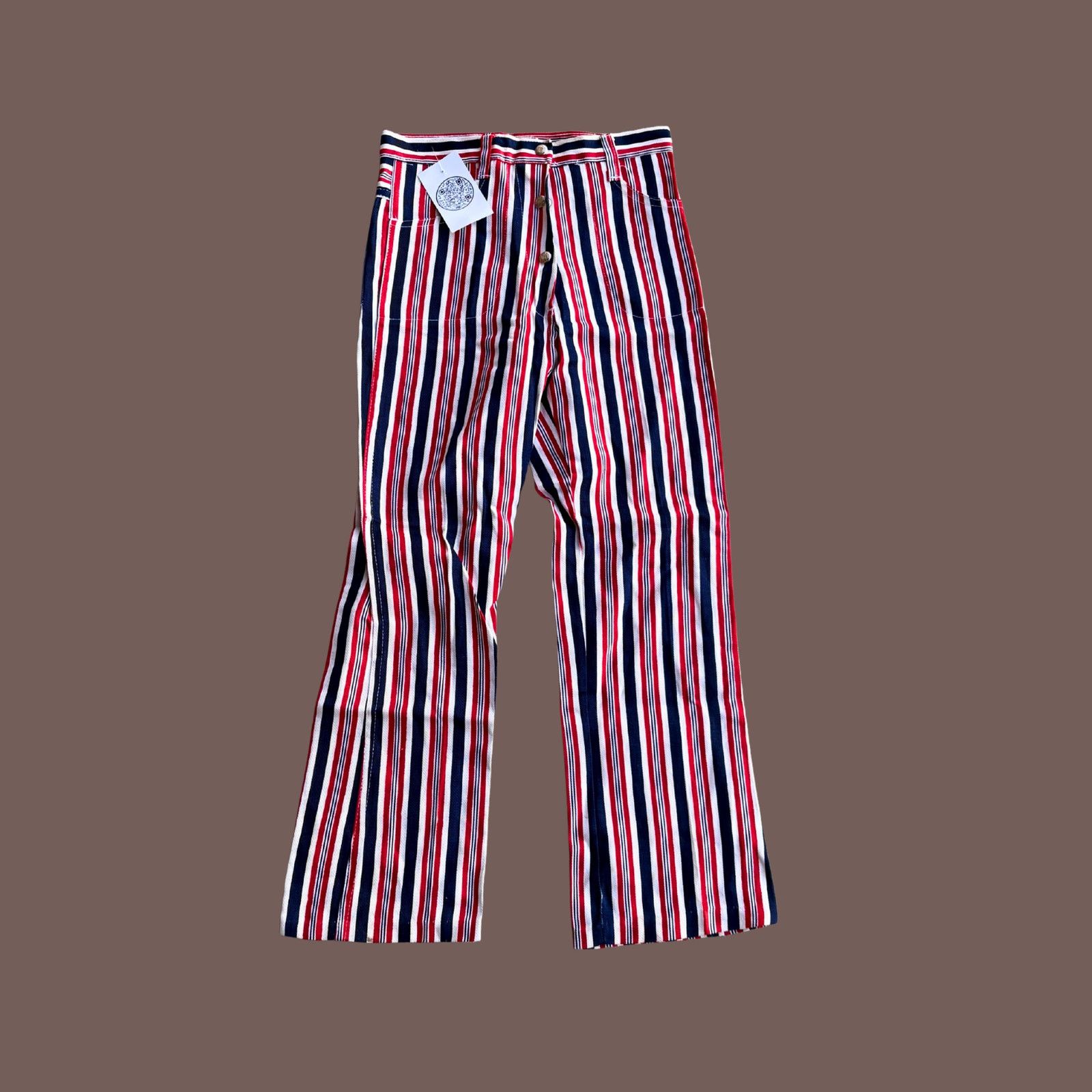 Vintage VTG Striped Flare Pants | Twin Fashions USA | 70s Americana Size 26" / US 2 / IT 38 - 1 Thumbnail