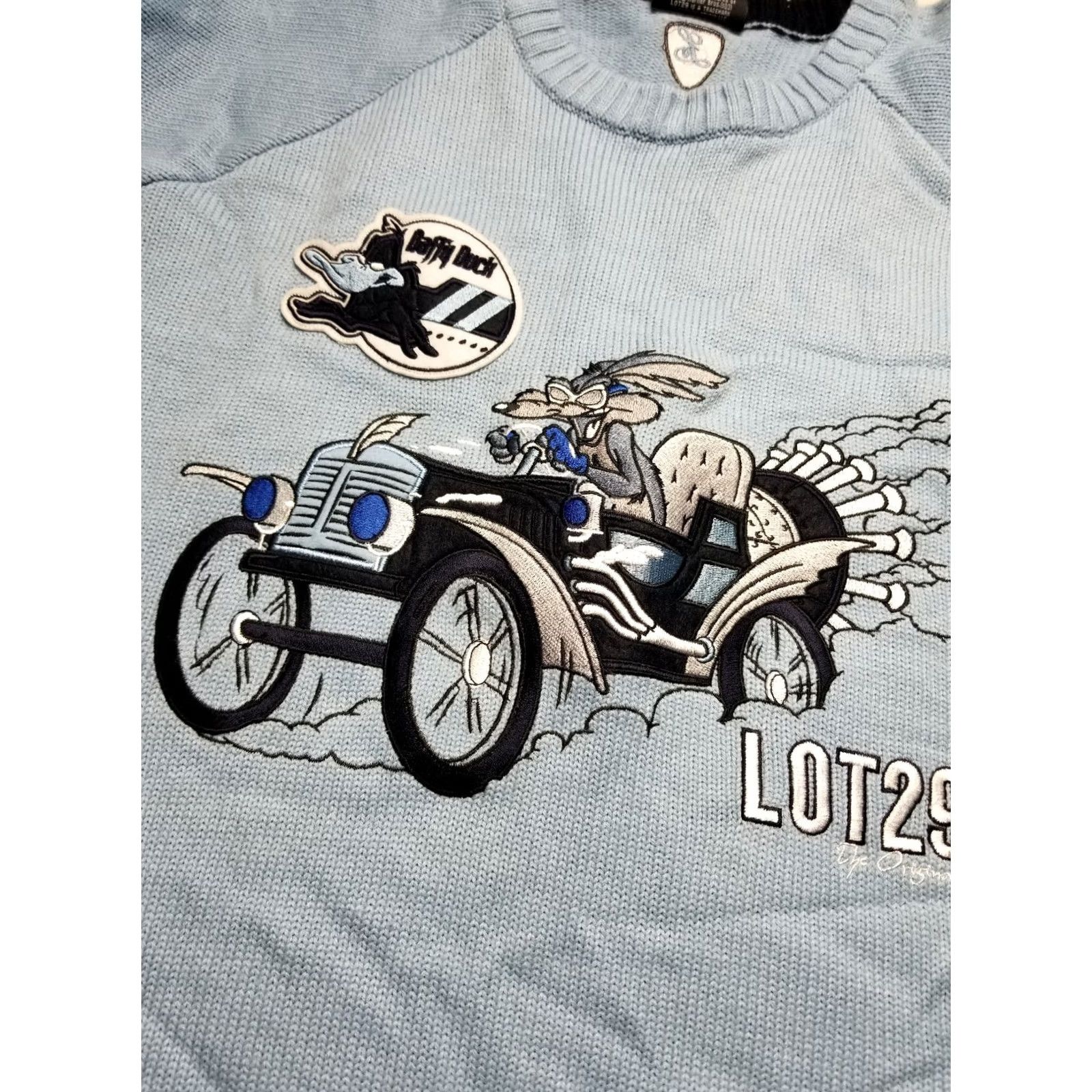 Vintage VINTAGE Lot 29 COYOTE ROAD RUNNER Daffy Duck Warner Bros 90s rap sweater XL Blue Geometric Cartoons Mens Size US XL / EU 56 / 4 - 5 Thumbnail