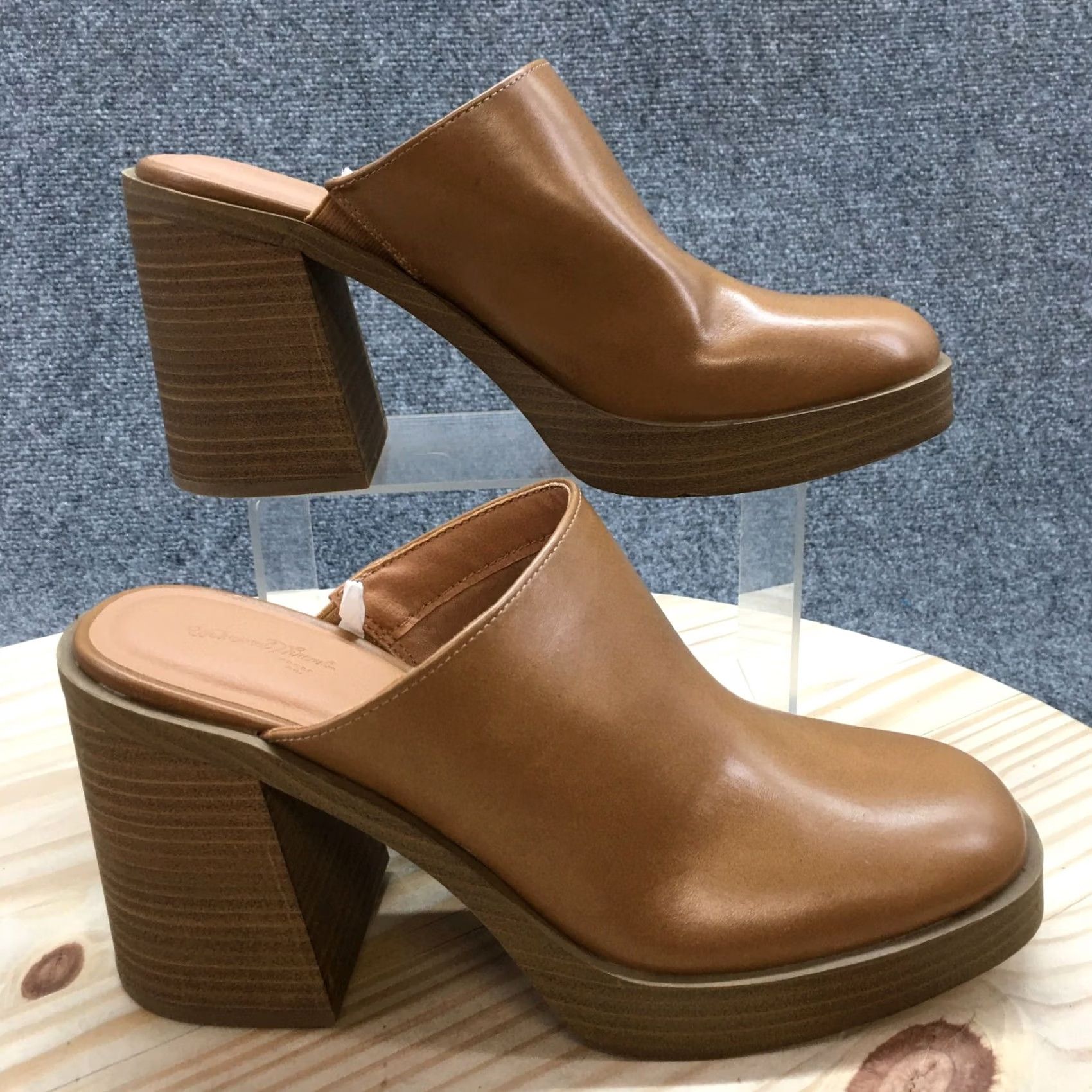 Vintage Universal Thread Sandals Womens 9.5 Tess Slip On Platform Heels Mule Brown Size US 10 / IT 40 - 2 Thumbnail