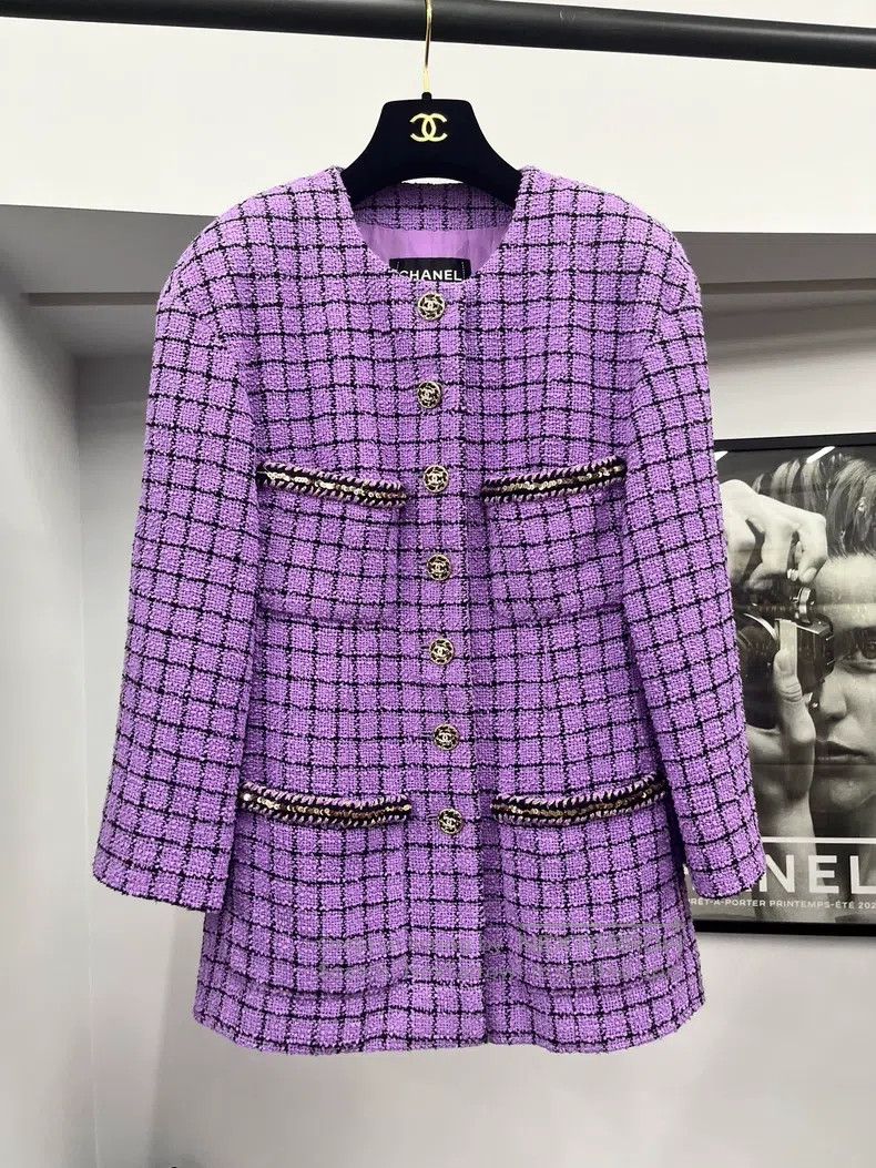 Chanel 22 Spring and Summer Purple Plaid Four-Pocket Woven
