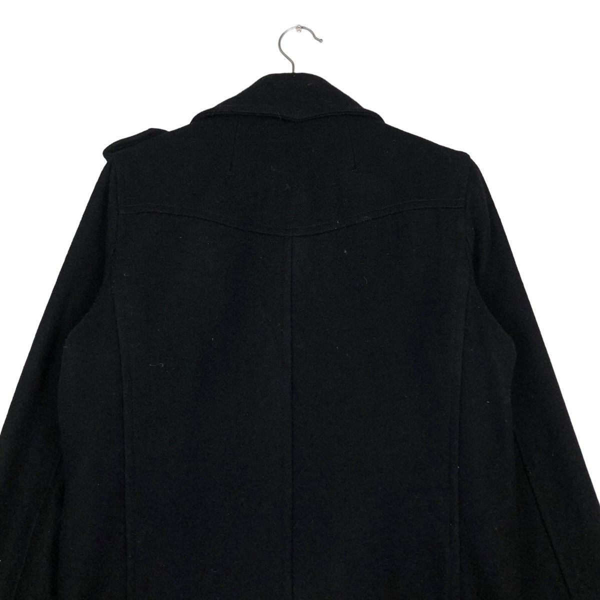 Davit Meursault Japan 🔥Rich Black Double Breast Long Jacket Wool Herringbone Size US M / EU 48-50 / 2 - 9 Thumbnail