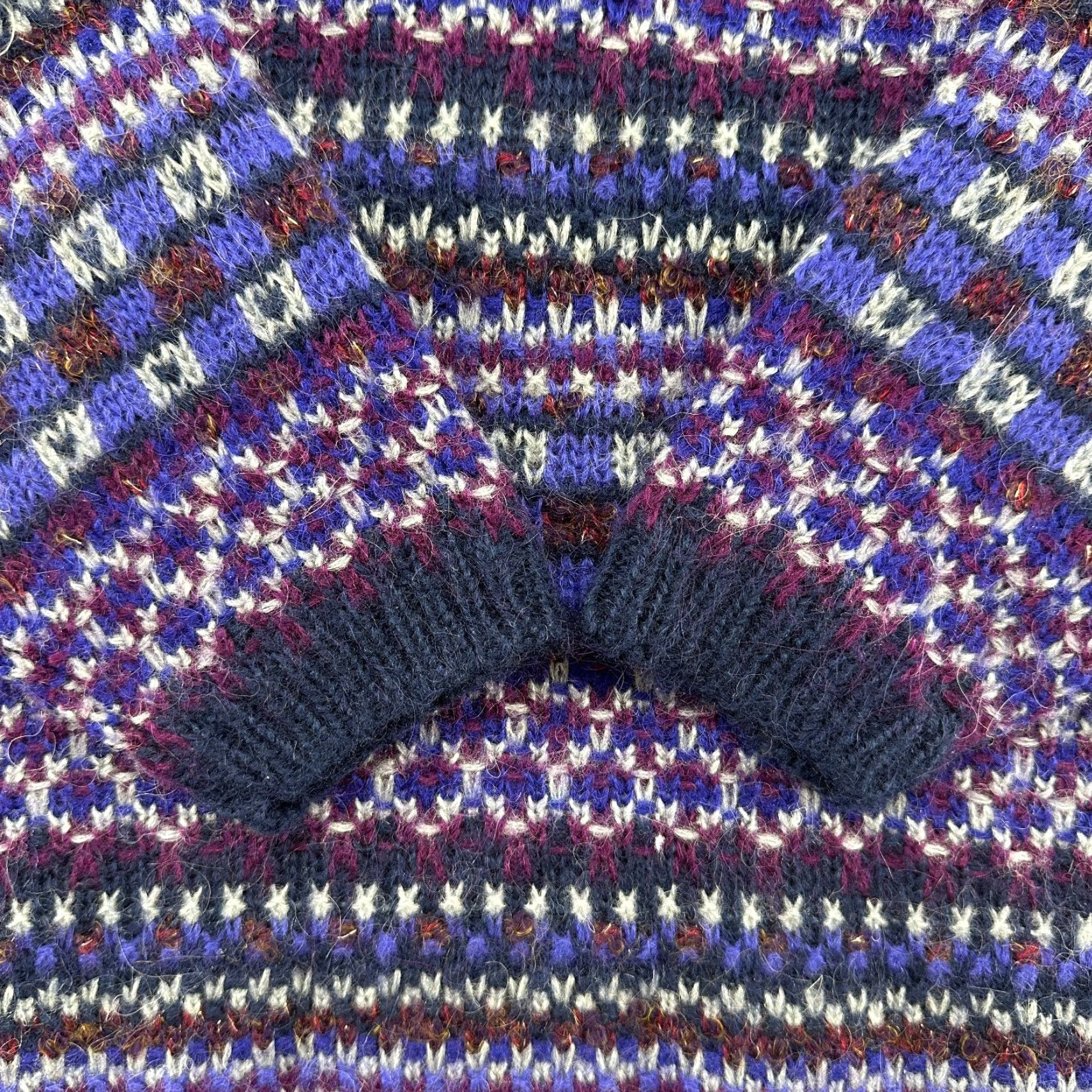 Vintage VINTAGE Katherine Bishop Sweater Women M Purple V Neck Wool Mohair Fair Isle 90s Women Size M / US 6-8 / IT 42-44 - 3 Thumbnail