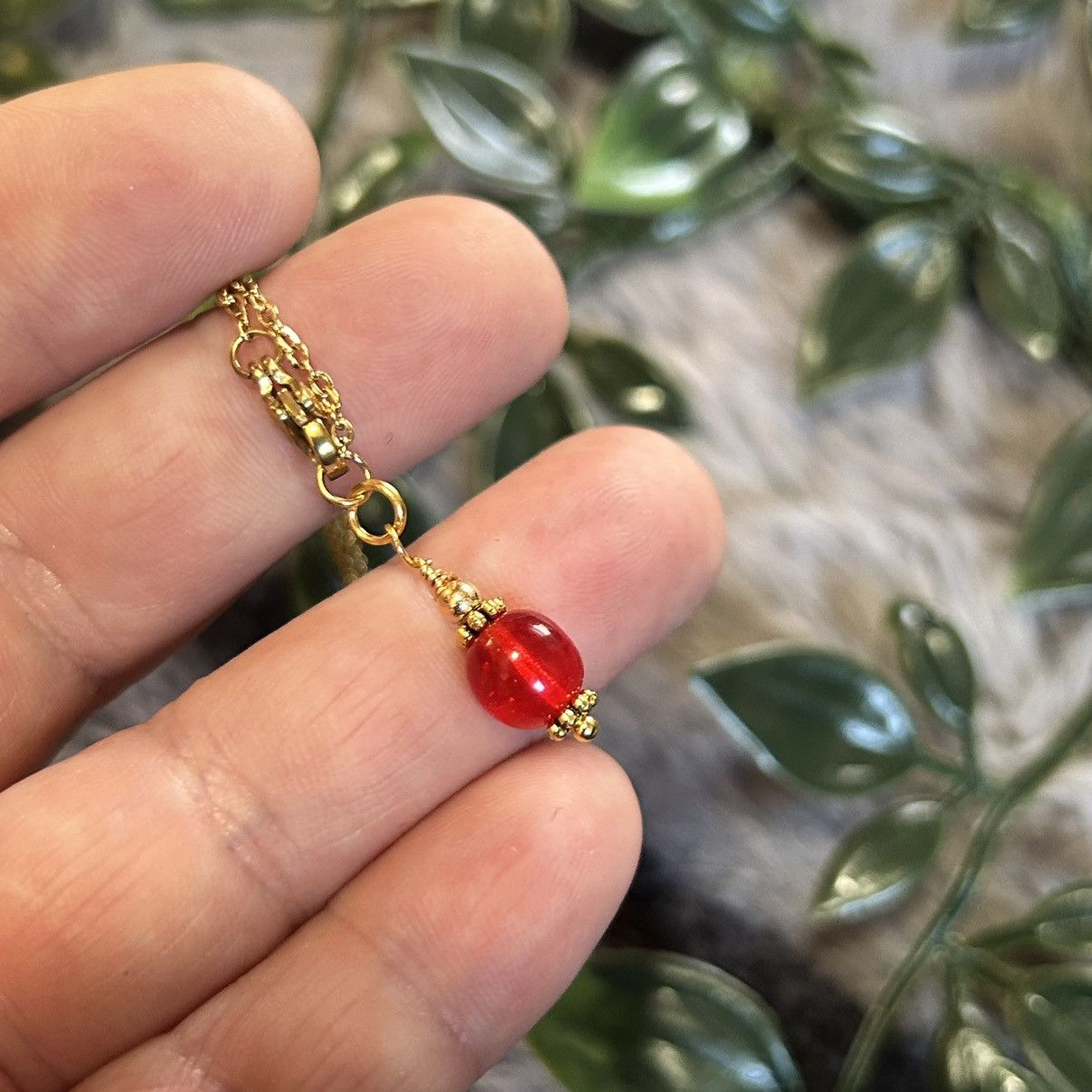 Handmade Handcrafted elegant glass beaded pendant on chain necklace Size ONE SIZE - 7 Thumbnail