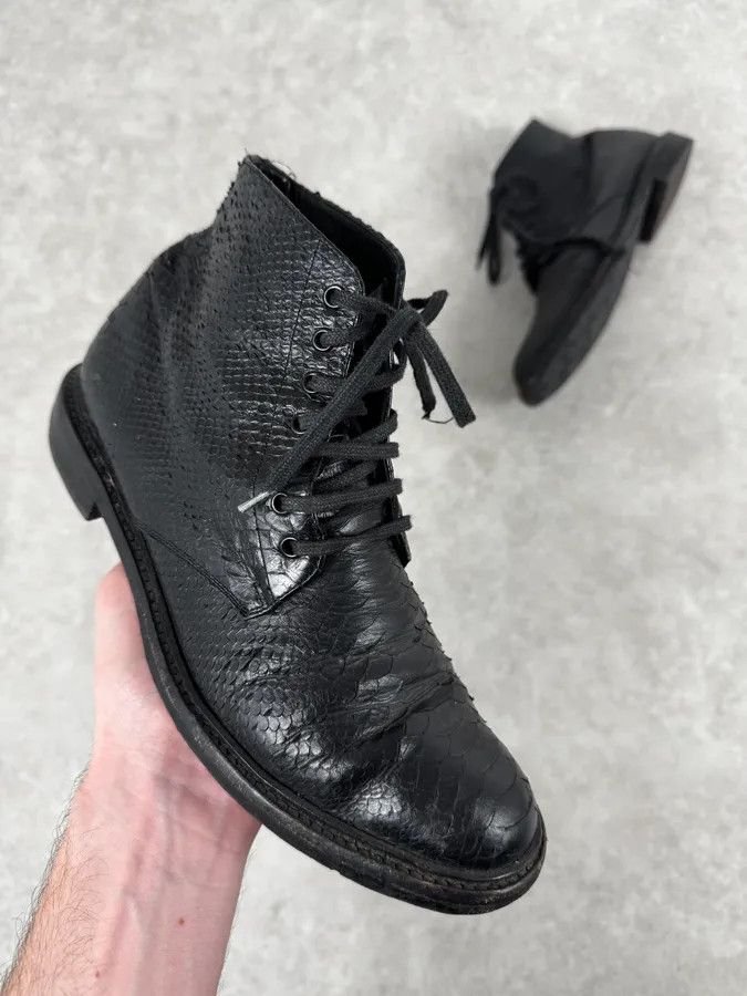 Saint Laurent Paris Saint Laurent Black Python Leather Boots Size US 5.5 / IT 35.5 - 1 Thumbnail