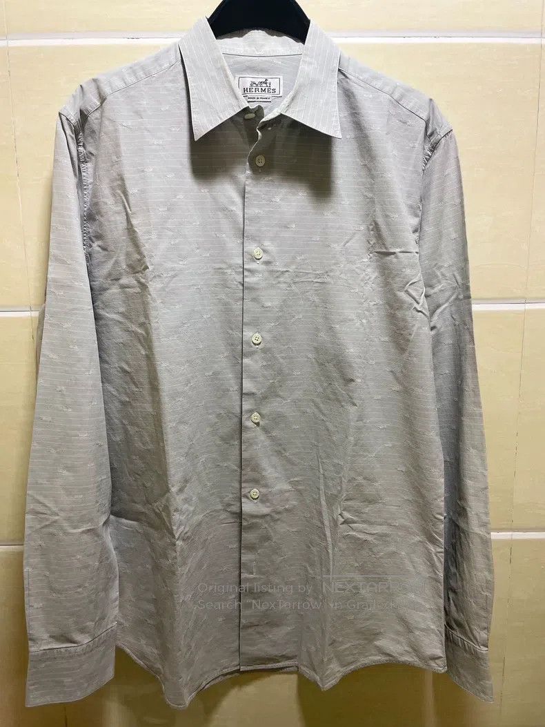 Hermes Hermes size 41 Cotton long-sleeve shirt Size US L / EU 52-54 / 3 - 1 Thumbnail