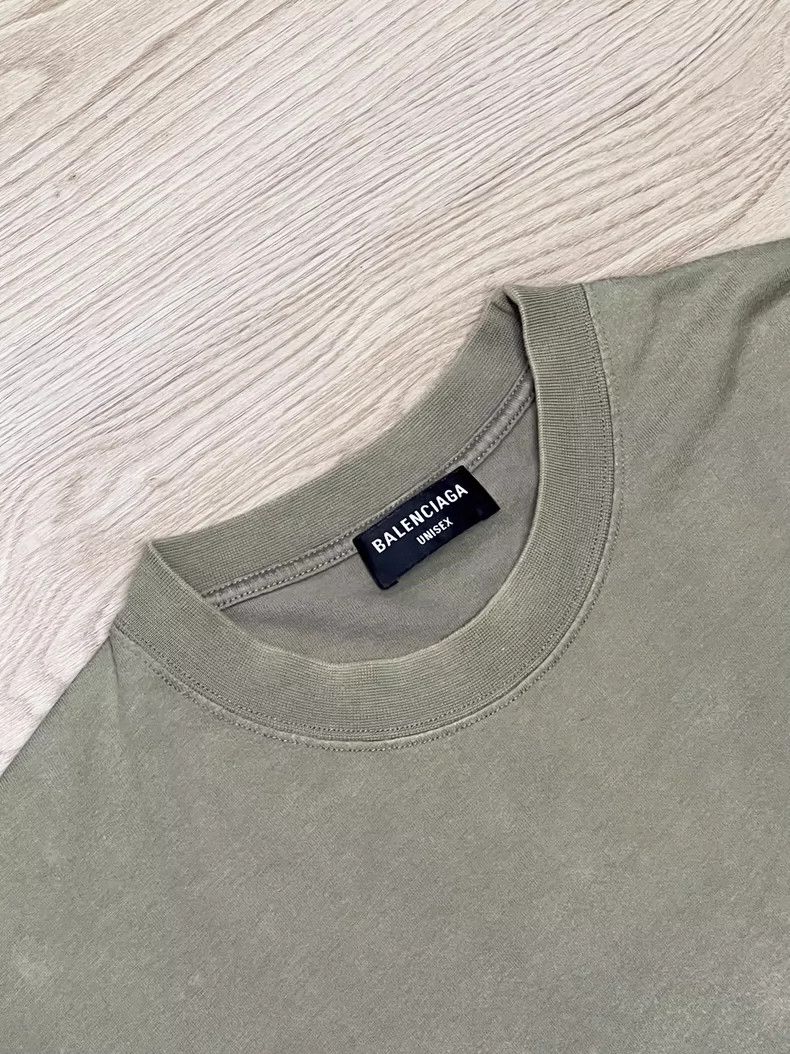 Balenciaga Balenciaga Embroidered Logo Short Sleeve Sage Green L Size Size US L / EU 52-54 / 3 - 3 Thumbnail