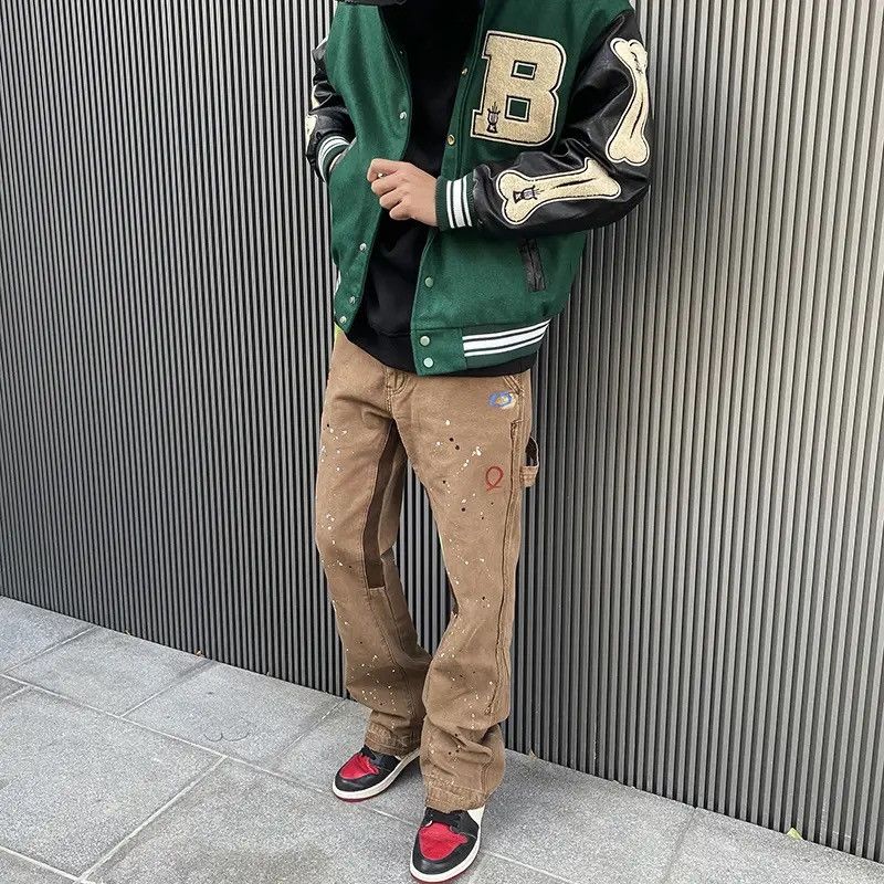 Japanese Brand × Vintage Graffiti Cargo Flared Jeans Splash Ink Wide Leg Denim Pant Size US 36 / EU 52 - 3 Thumbnail