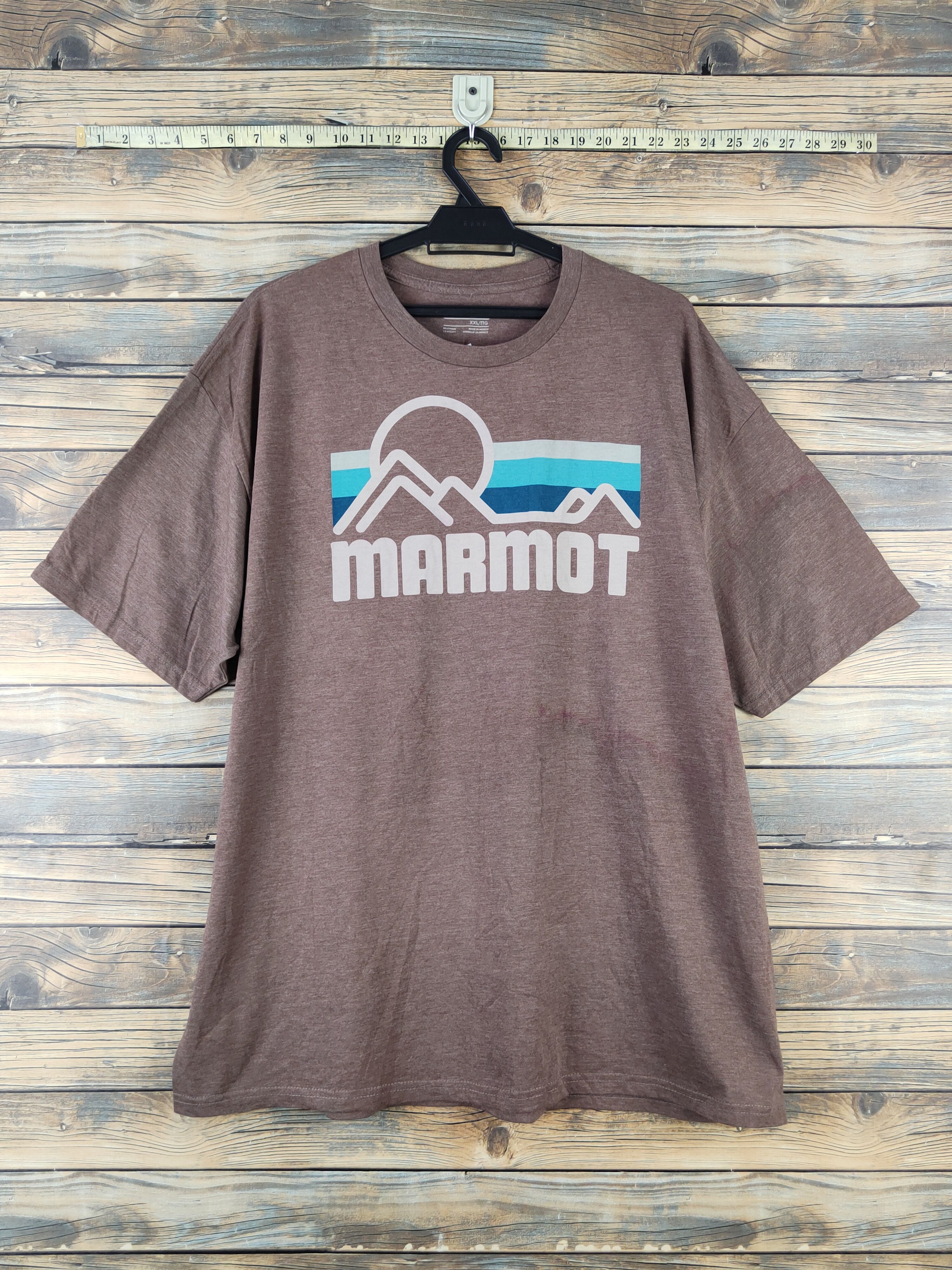 Marmot × Vintage DL Marmot Brown Short Sleeve T-shirt #994 Size US XXL / EU 58 / 5 - 1 Thumbnail