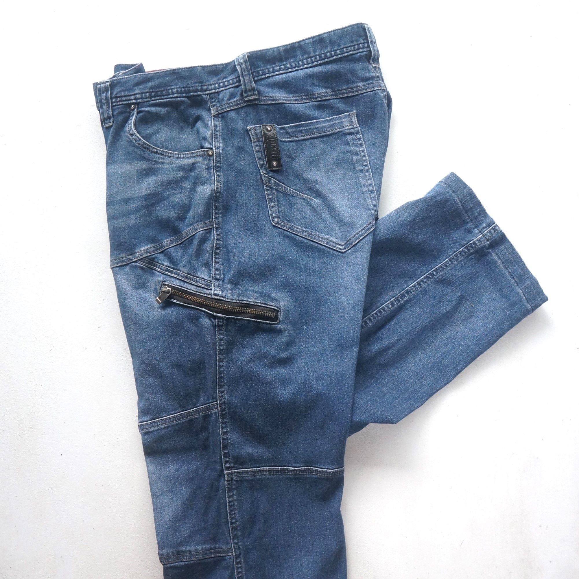 Japanese Brand Blue B Multi Pockets Baggy Soft Jeans Size US 35 - 3 Thumbnail