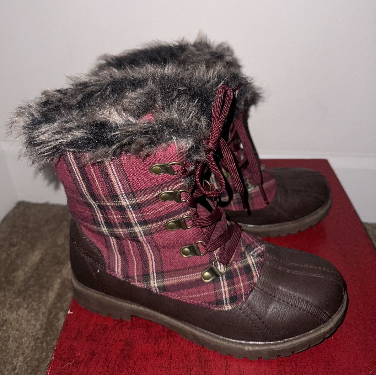 Designer × Other × Vintage Elladora Womens Fleece Lined Size 7.5 Duck Boot Burgundy Size US 7.5 / IT 37.5 - 2 Thumbnail
