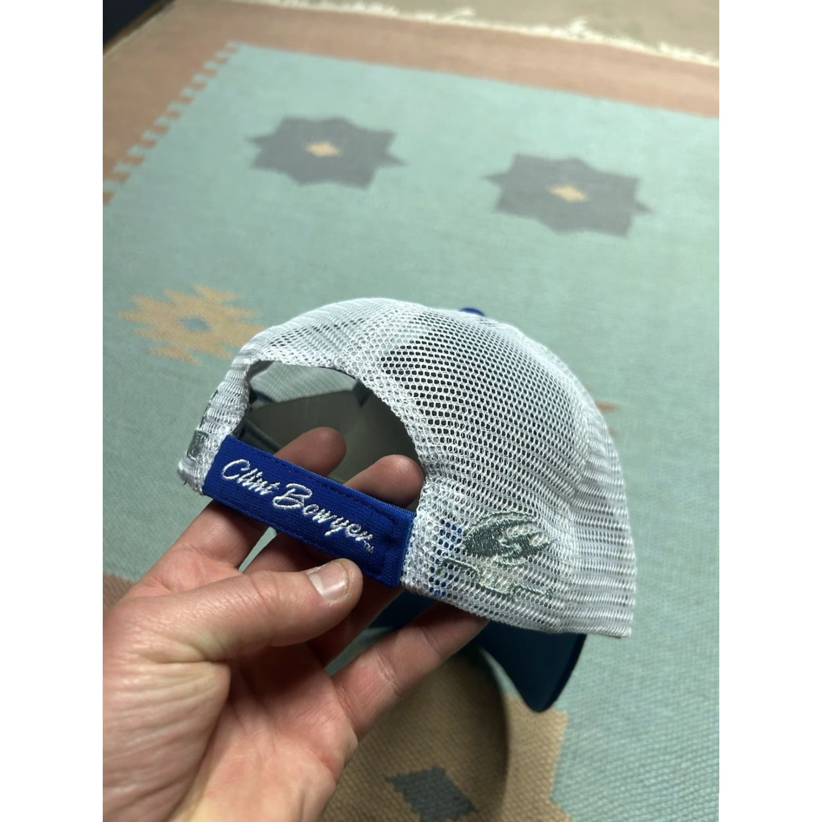 NASCAR VINTAGE Clint Bowyer Strapback hat cap nascar racing peak oil patch blue white NOS Size ONE SIZE - 4 Thumbnail