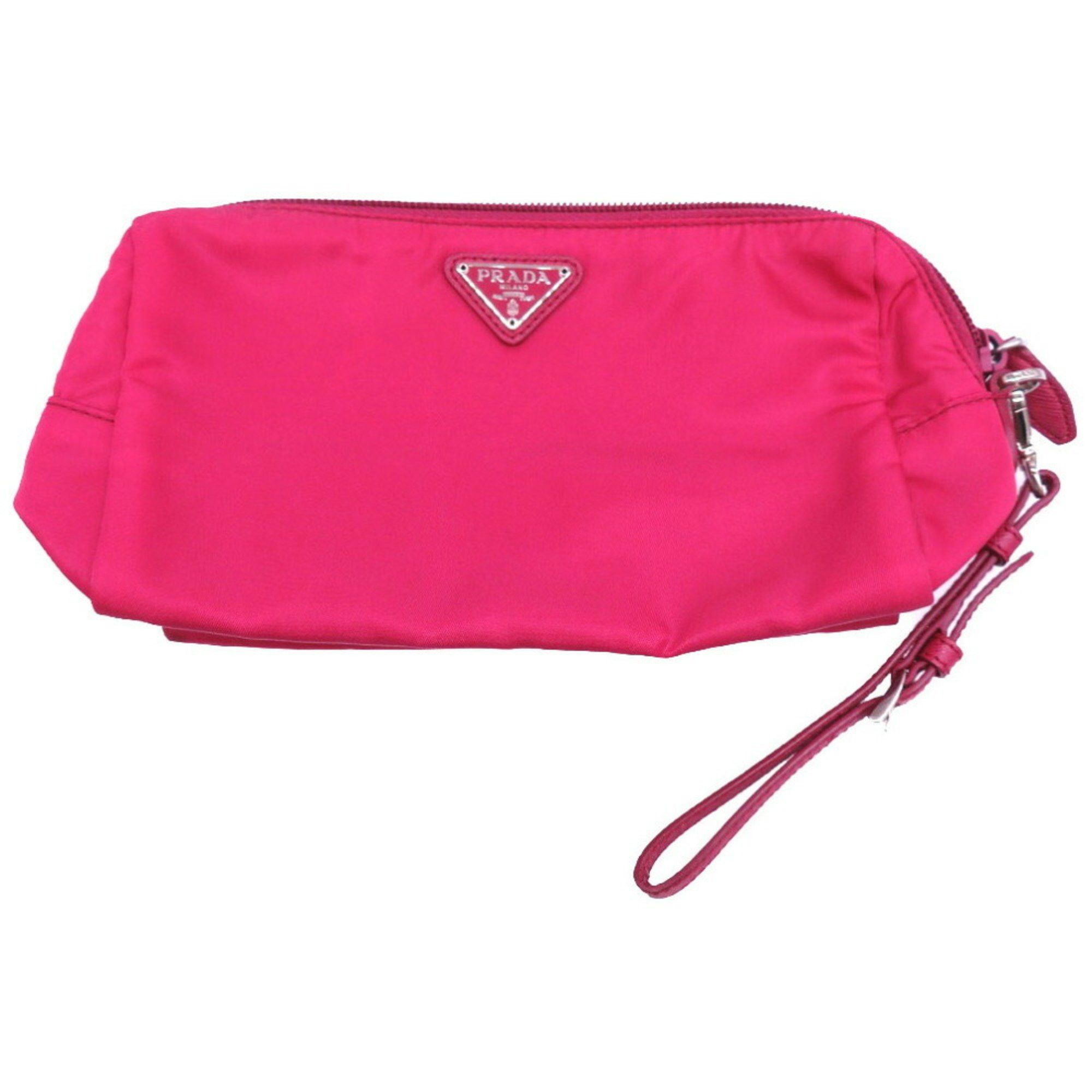 image of Prada 1Ne693 Pouch Nylon Strap Pink Triangular Plate Bag Prada 6B0053Z5, Women's