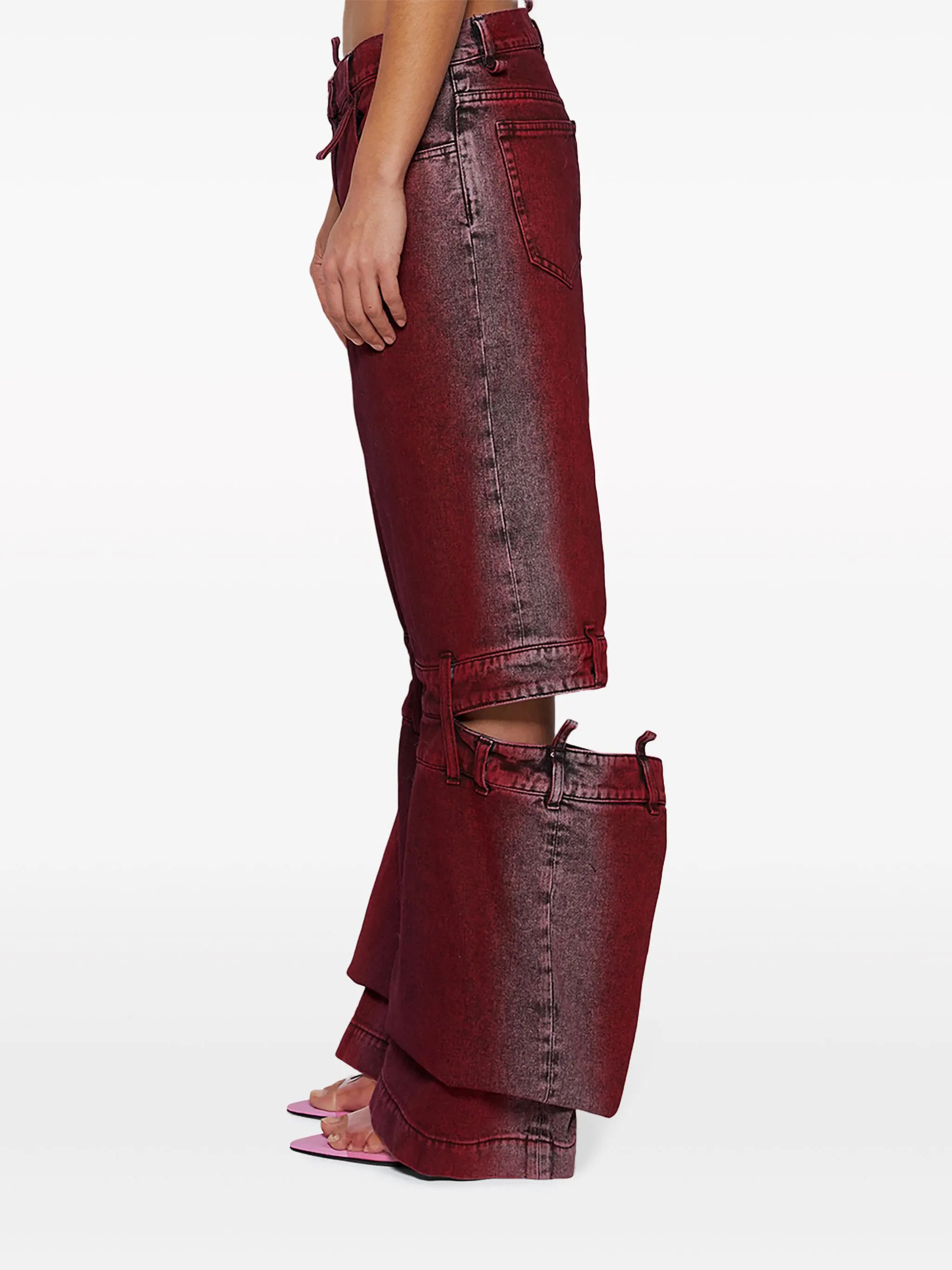 The Attico o1mle0526 Cutout Mid Rise Jeans in Red Size 25" / US 0 / IT 36 - 4 Thumbnail