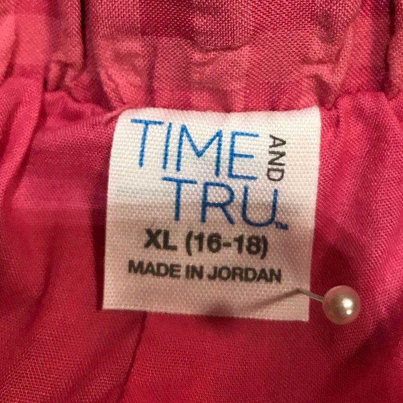Other Time and Tru Pink Gingham Plaid Floral High Rise Shorts XL Size 36" / US 14 / IT 50 - 5 Thumbnail