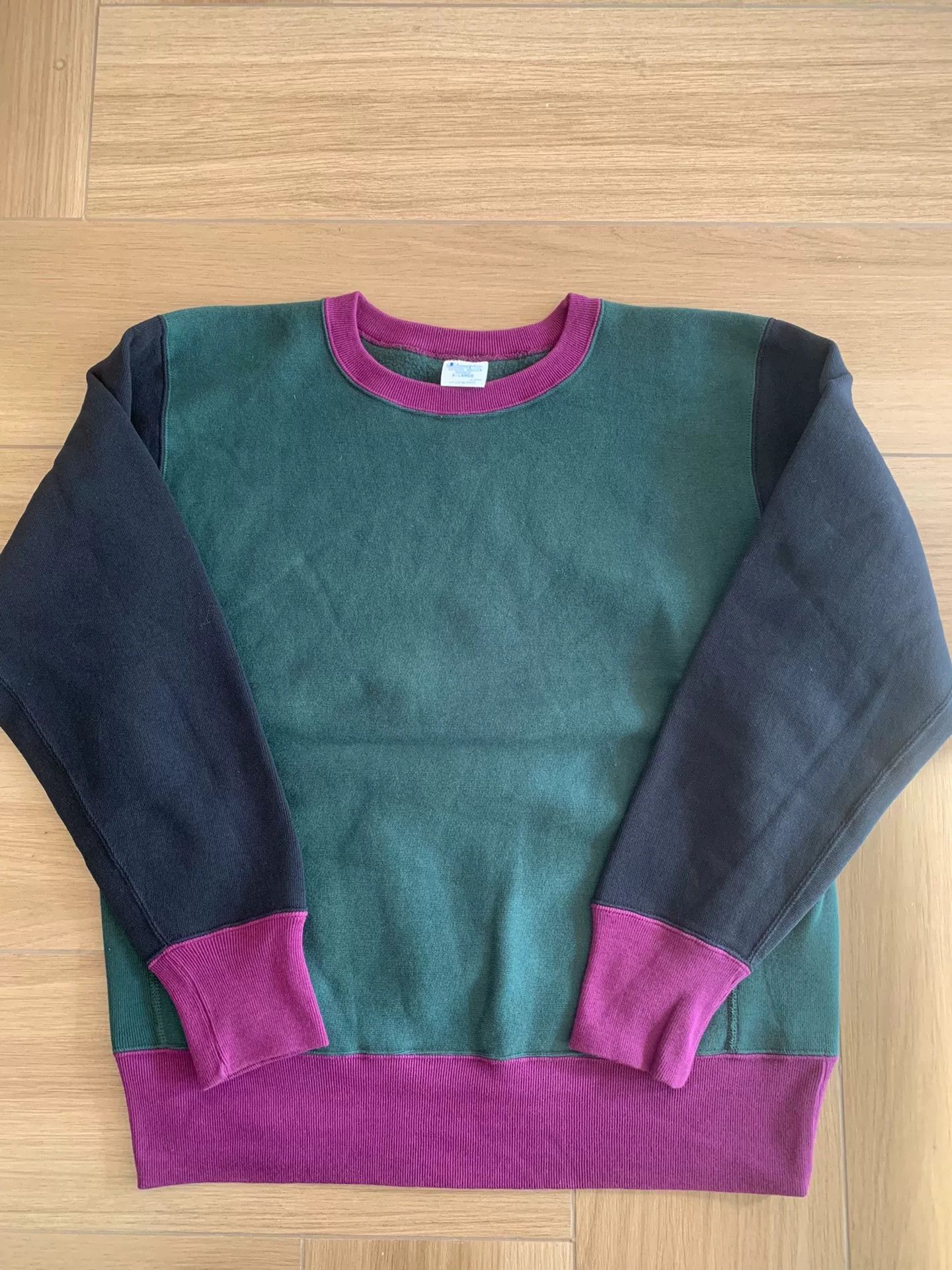 Champion champion color-blocked sweatshirt in green and purple Size US XL / EU 56 / 4 - 1 Thumbnail