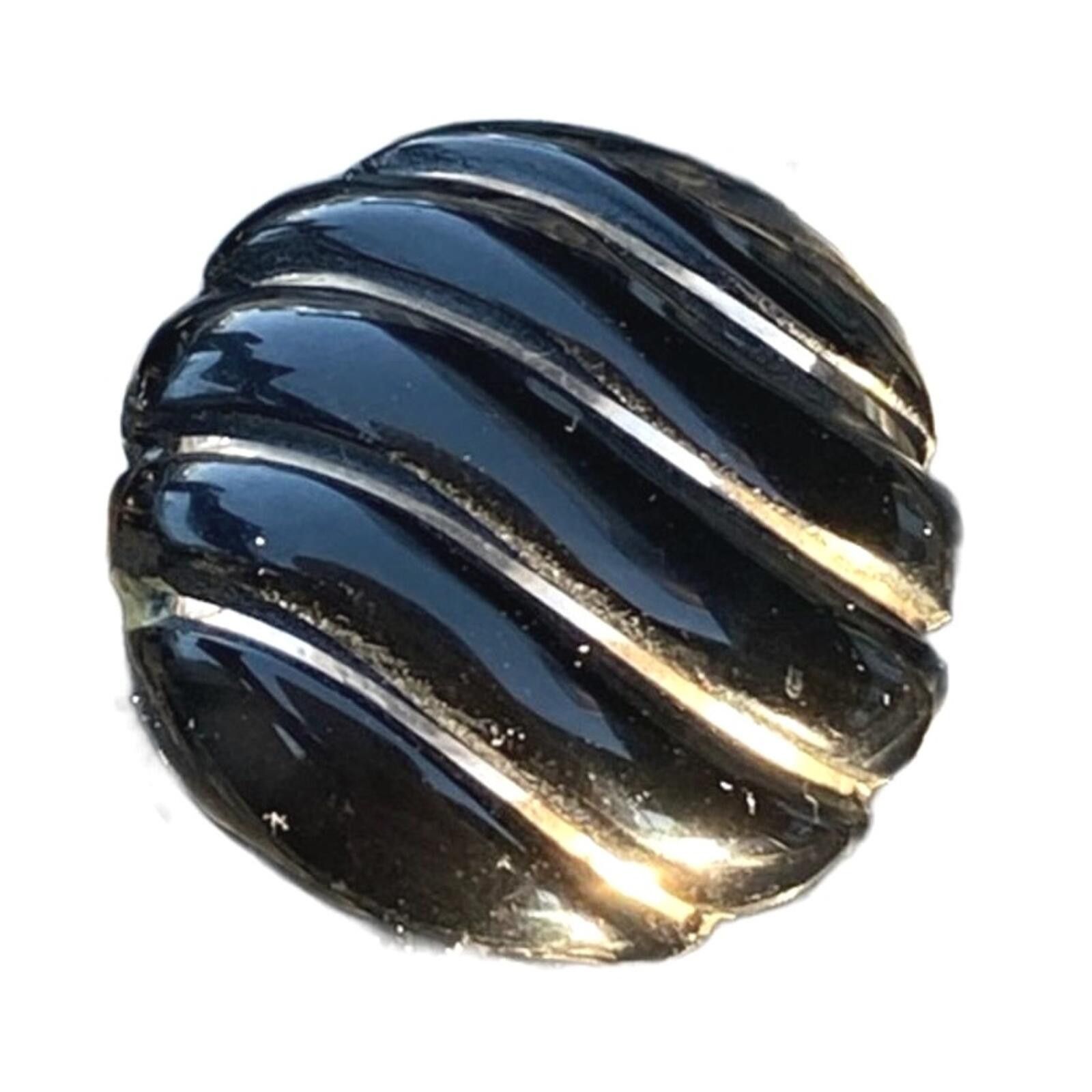 Other Vintage Onyx Oval Stud Earrings w/14K Solid Gold Inlay 3/4" Size ONE SIZE - 3 Thumbnail