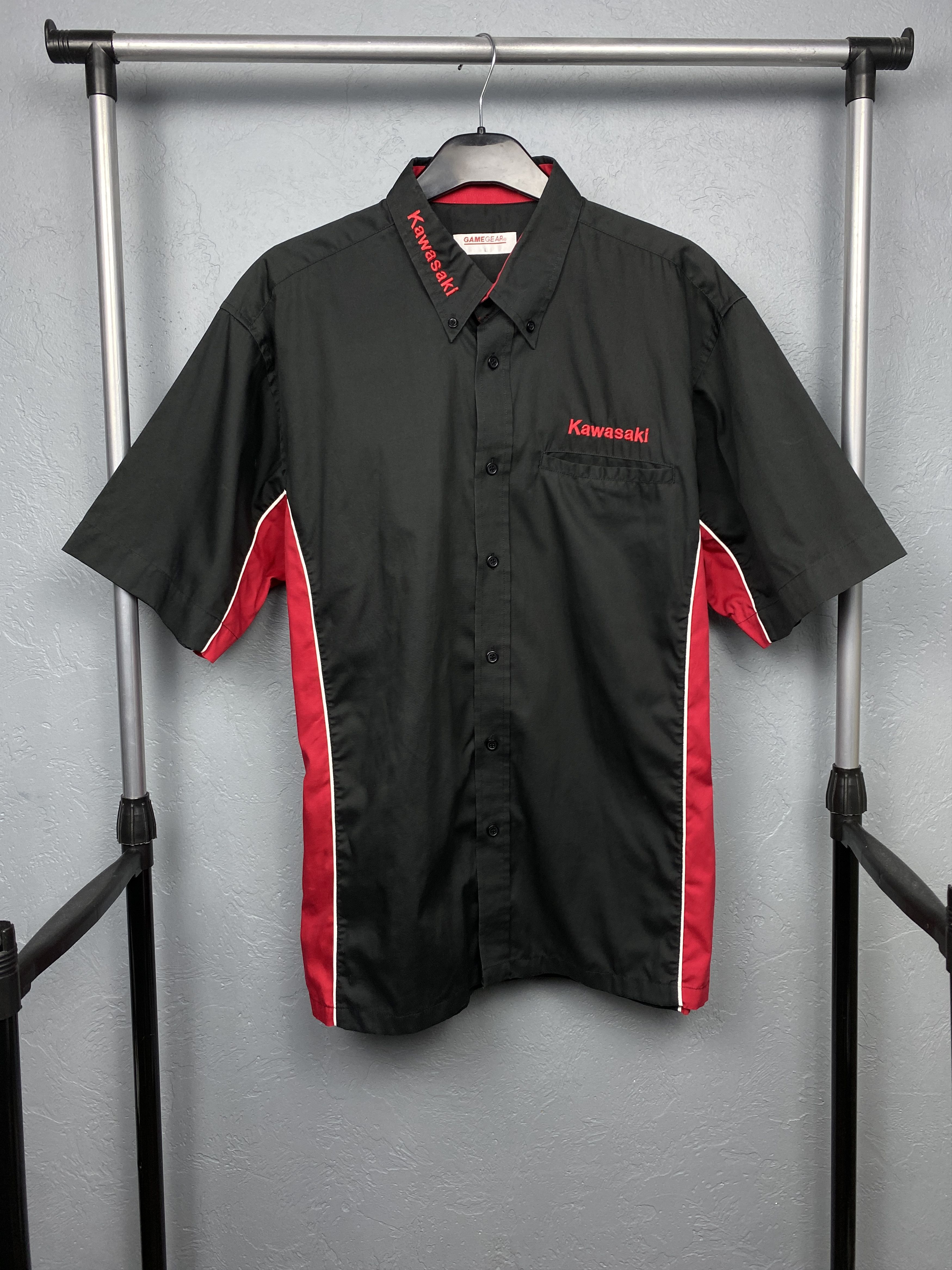 Japanese Brand Kawasaki Racing Team Vintage Mens Short Sleeve Shirt Size US L / EU 52-54 / 3 - 1 Thumbnail