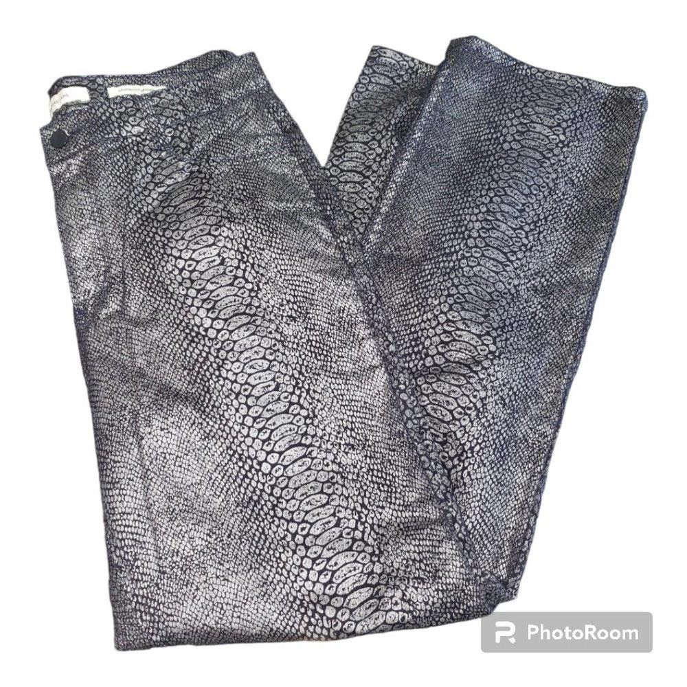Jones New York CT684 Jones New York Silver & Blue Snake Print Pant 14 Size 36" / US 14 / IT 50 - 3 Thumbnail