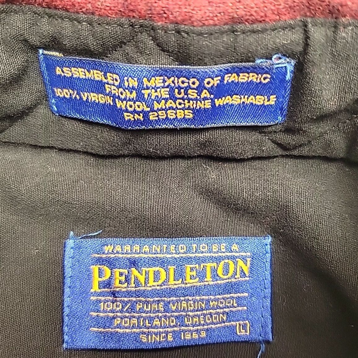 Pendleton Vintage Pendleton Shirt Mens L Red 100% Virgin Wool Made with USA Fabric Wool Button-Up Long Sleeve Solid Elbow Patches Collar Mens Size US L / EU 52-54 / 3 - 3 Thumbnail