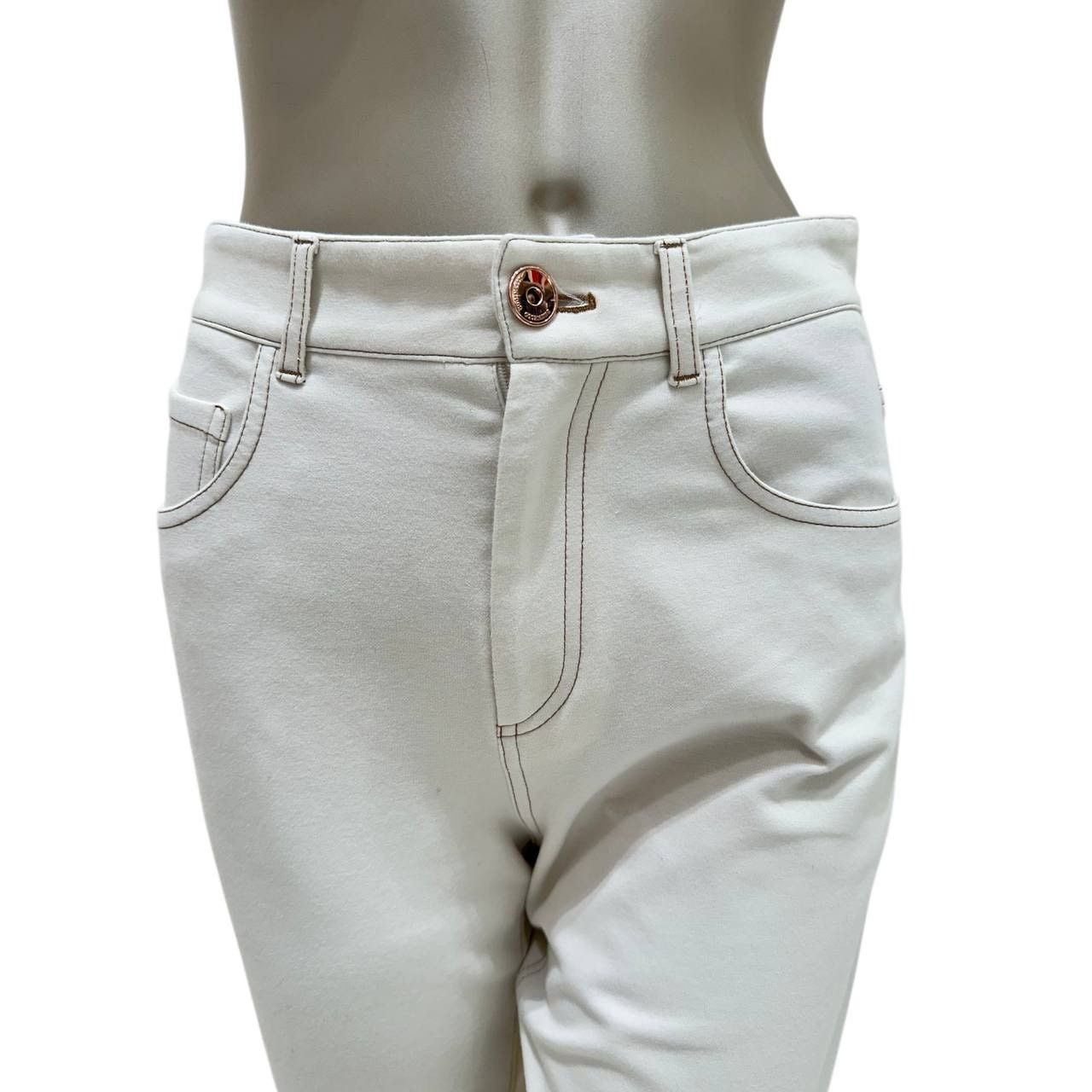 Brunello Cucinelli Brunello Cucinelli Ecru Cotton Pants Size 38 Size 25" / US 0 / IT 36 - 4 Thumbnail