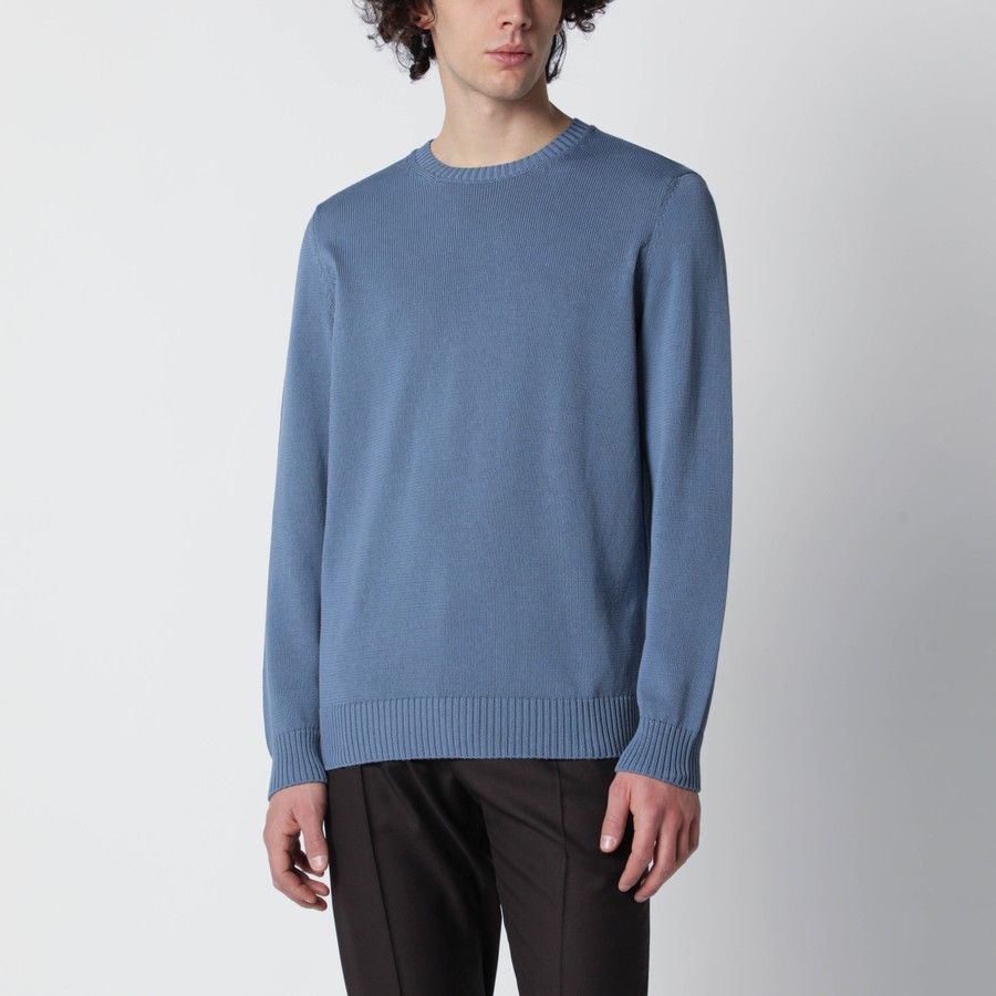 Drumohr o1d2blof0226 Cotton Sweater in Light Blue Size US XL / EU 56 / 4 - 1 Thumbnail