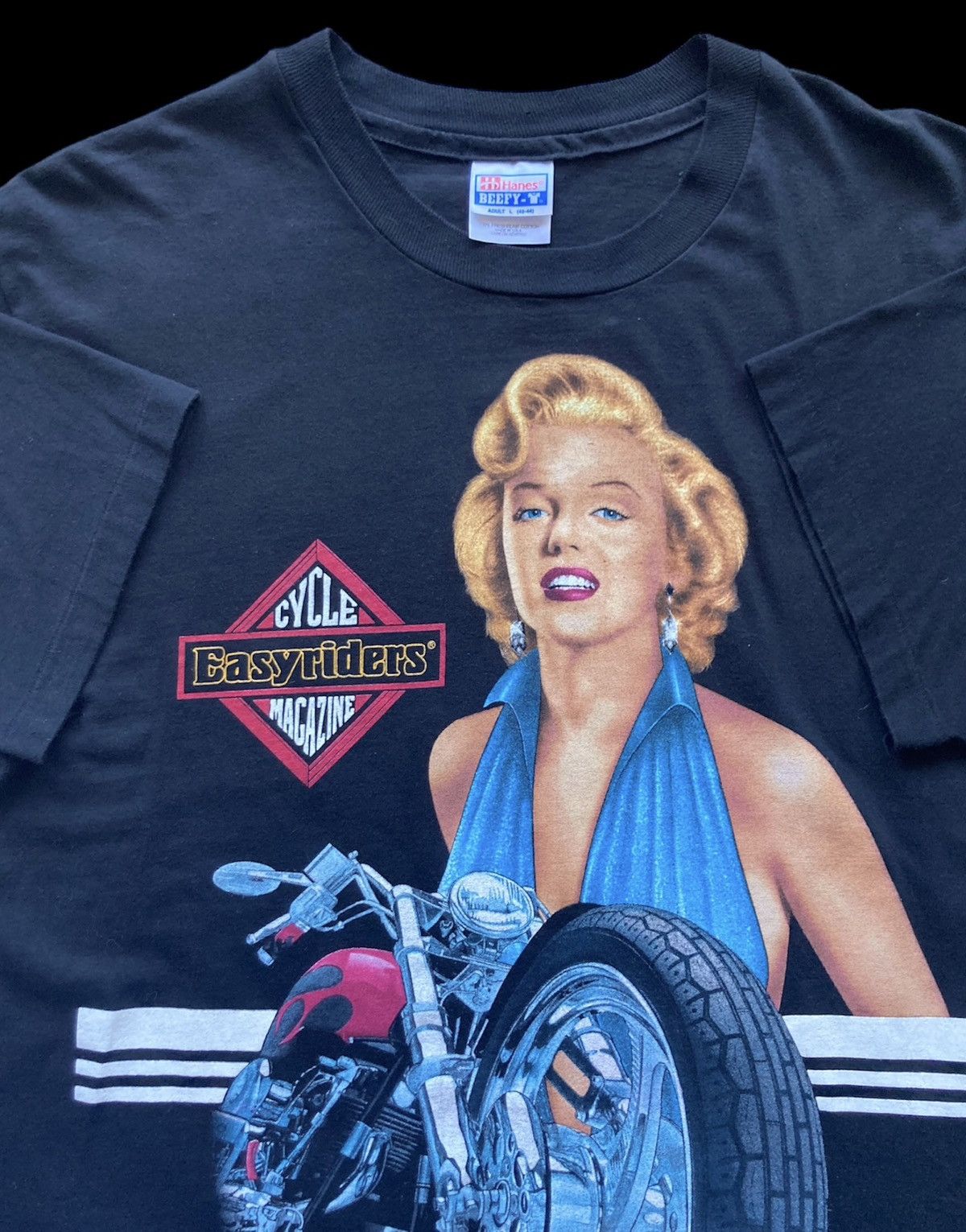 Harley Davidson Vintage 1995 Marilyn Monroe Easy Riders Motorcycle Tee 90s Size US L / EU 52-54 / 3 - 3 Thumbnail