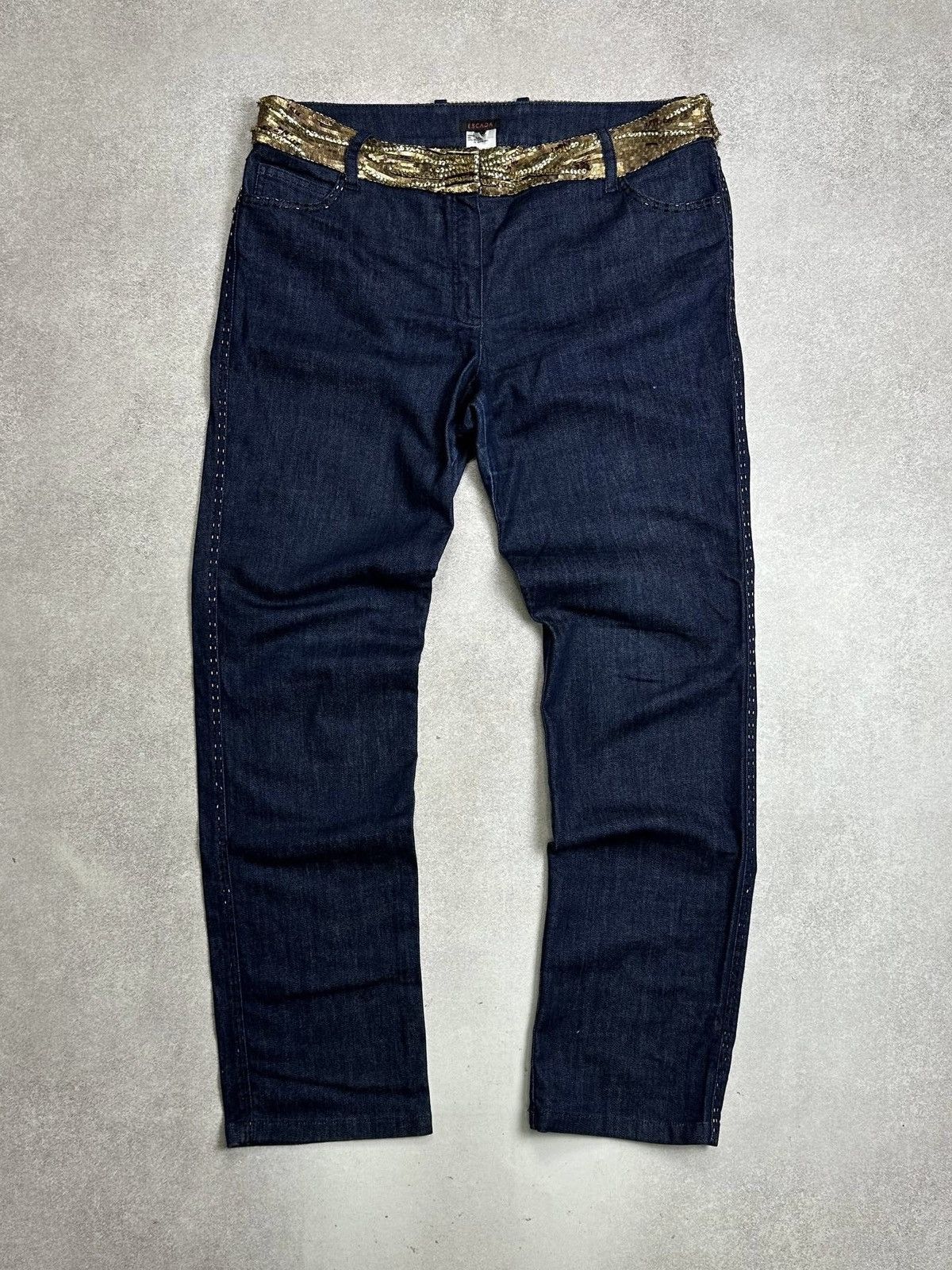 Escada Vintage Escada Golden Belt Grunge Avantgarde Pants Denim Size US 32 / EU 48 - 1 Thumbnail