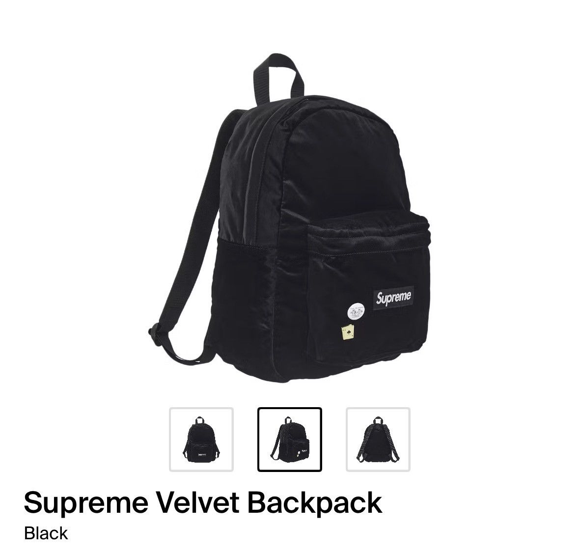 Supreme Supreme Velvet Backpack Black | Grailed