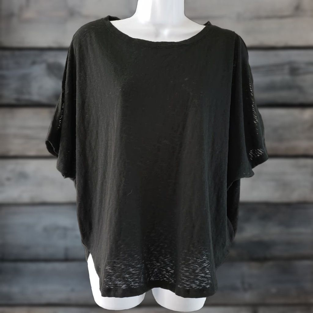Gap Gap Women’s Cold Shoulder Top Sz Large Solid Black Cotton Blend Shirt (Short Sleeve) Mens Womens Size L / US 10 / IT 46 - 1 Thumbnail