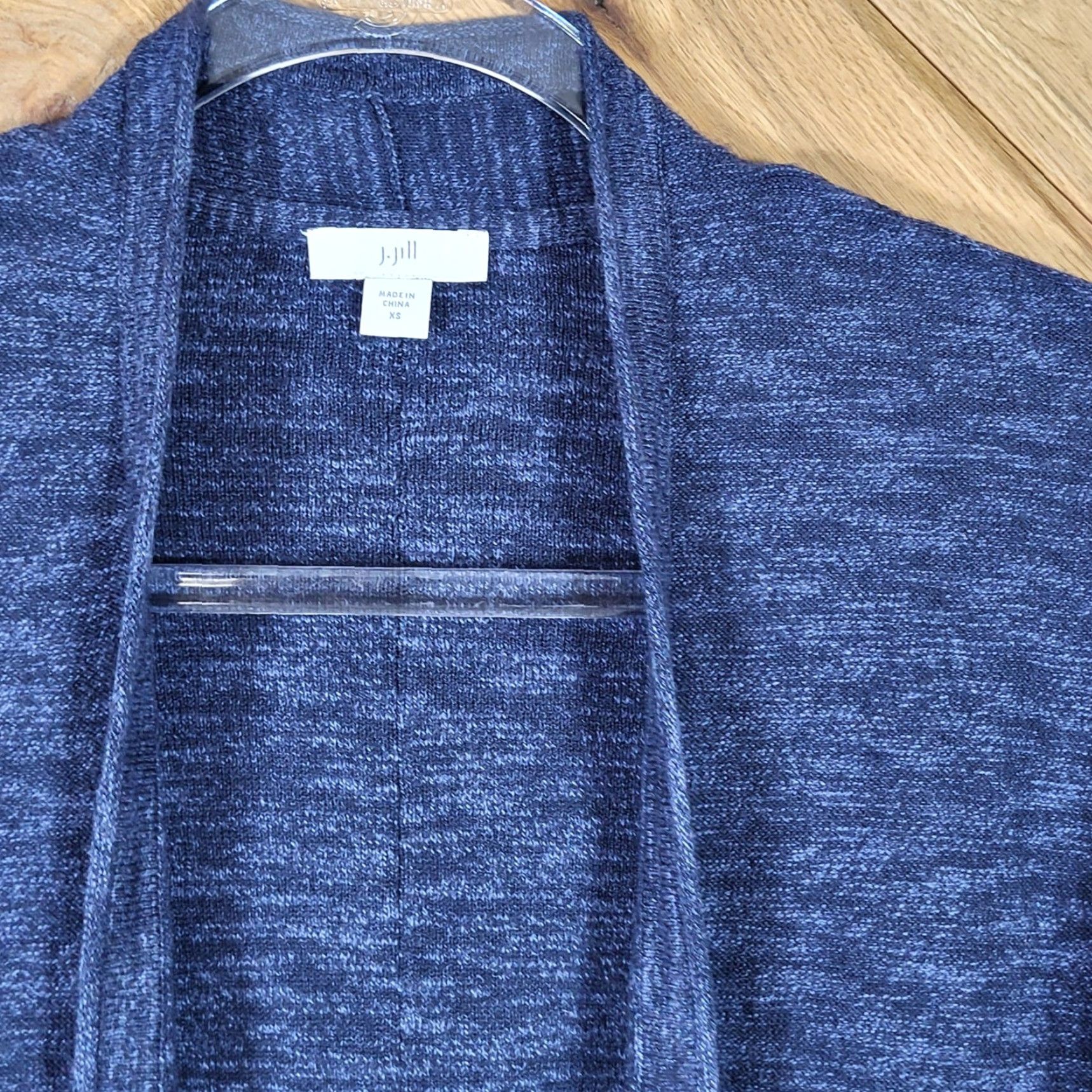 J. Jill J. Jill Cardigan Sweater Women XS Open Front Longline Marled Space Dye Blue Size XS / US 0-2 / IT 36-38 - 3 Thumbnail